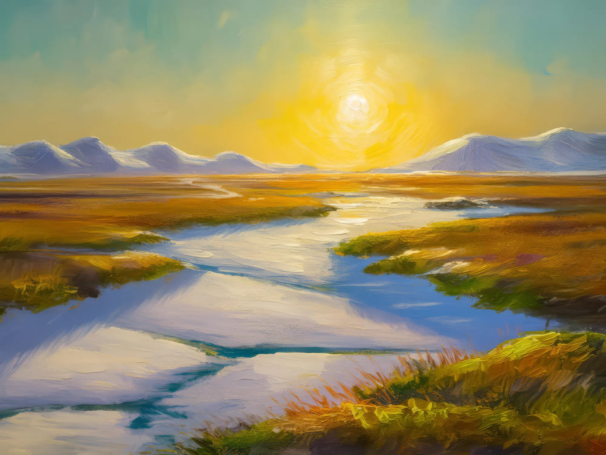 Painting: Midnight Sun in Tundra