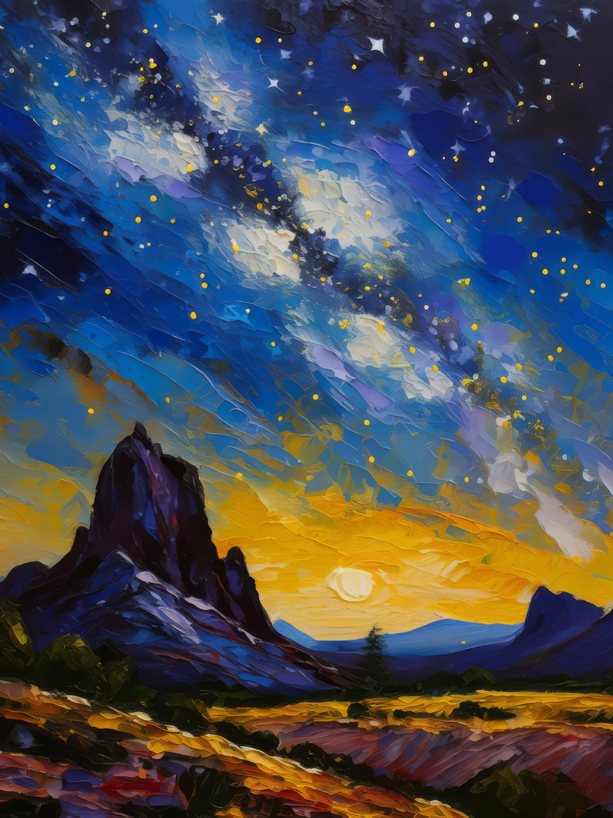 Painting: Milky Way over Crag