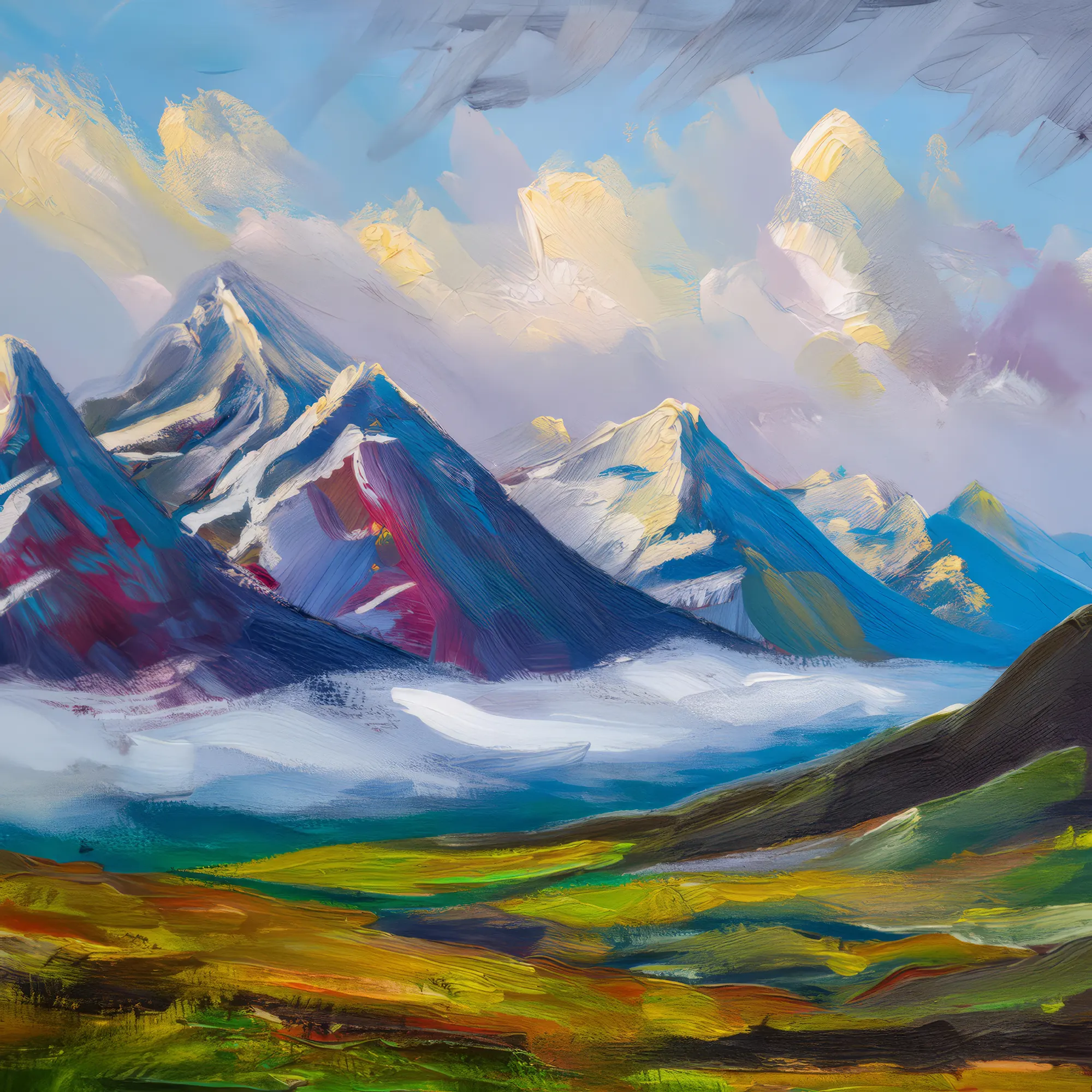 Painting: Misty Alpine Peaks
