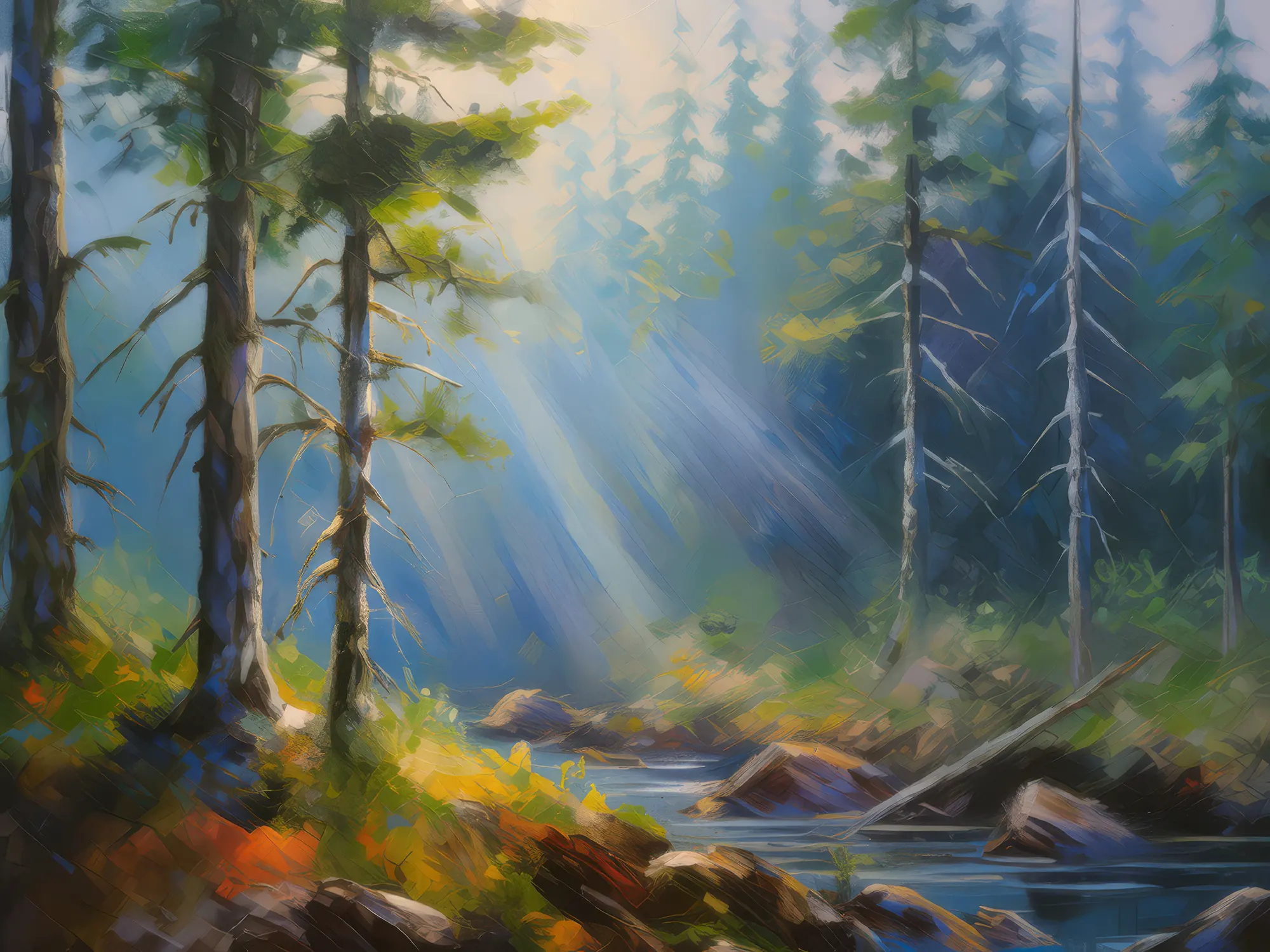 Painting: Misty Boreal Forest Morning