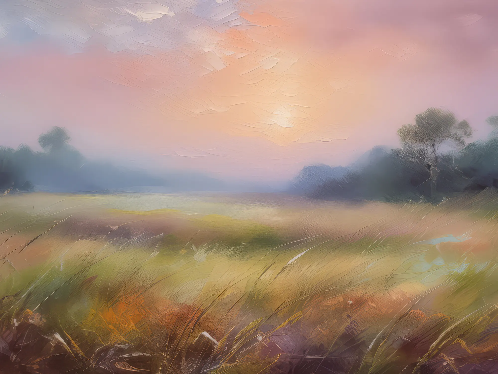 Painting: Misty Grassland Morning