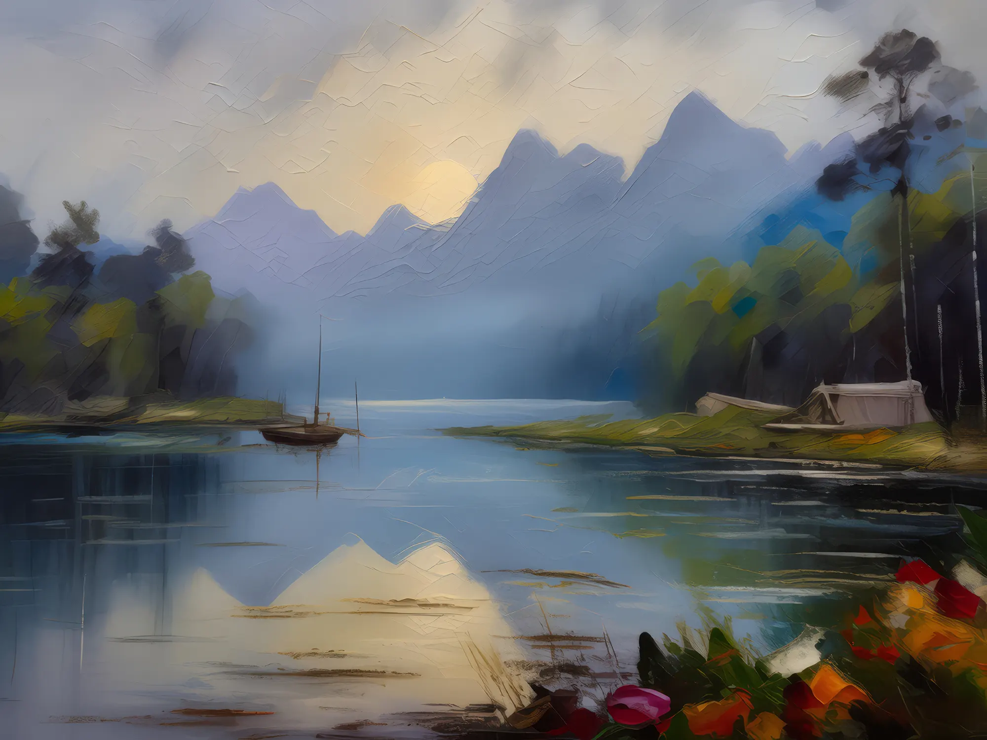 Painting: Misty Lake Morning