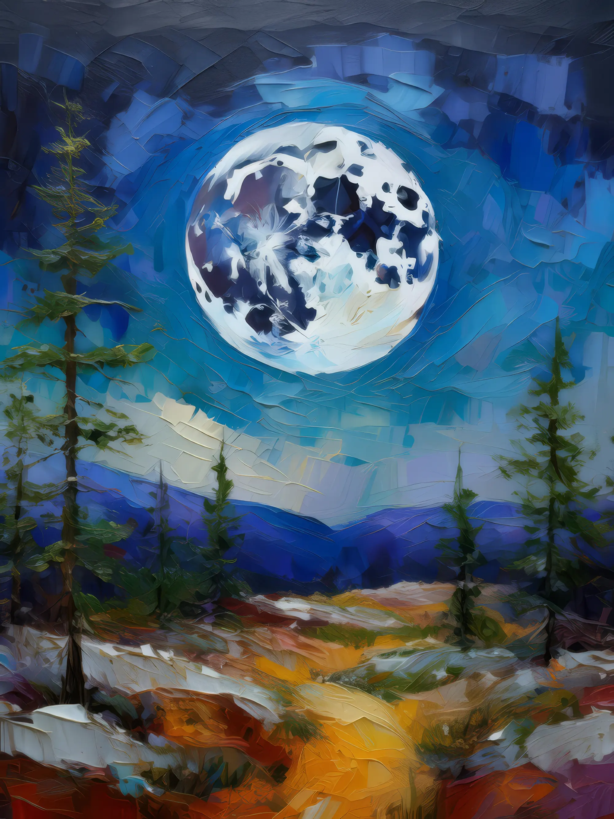 Painting: Moonlit Boreal Desert Night