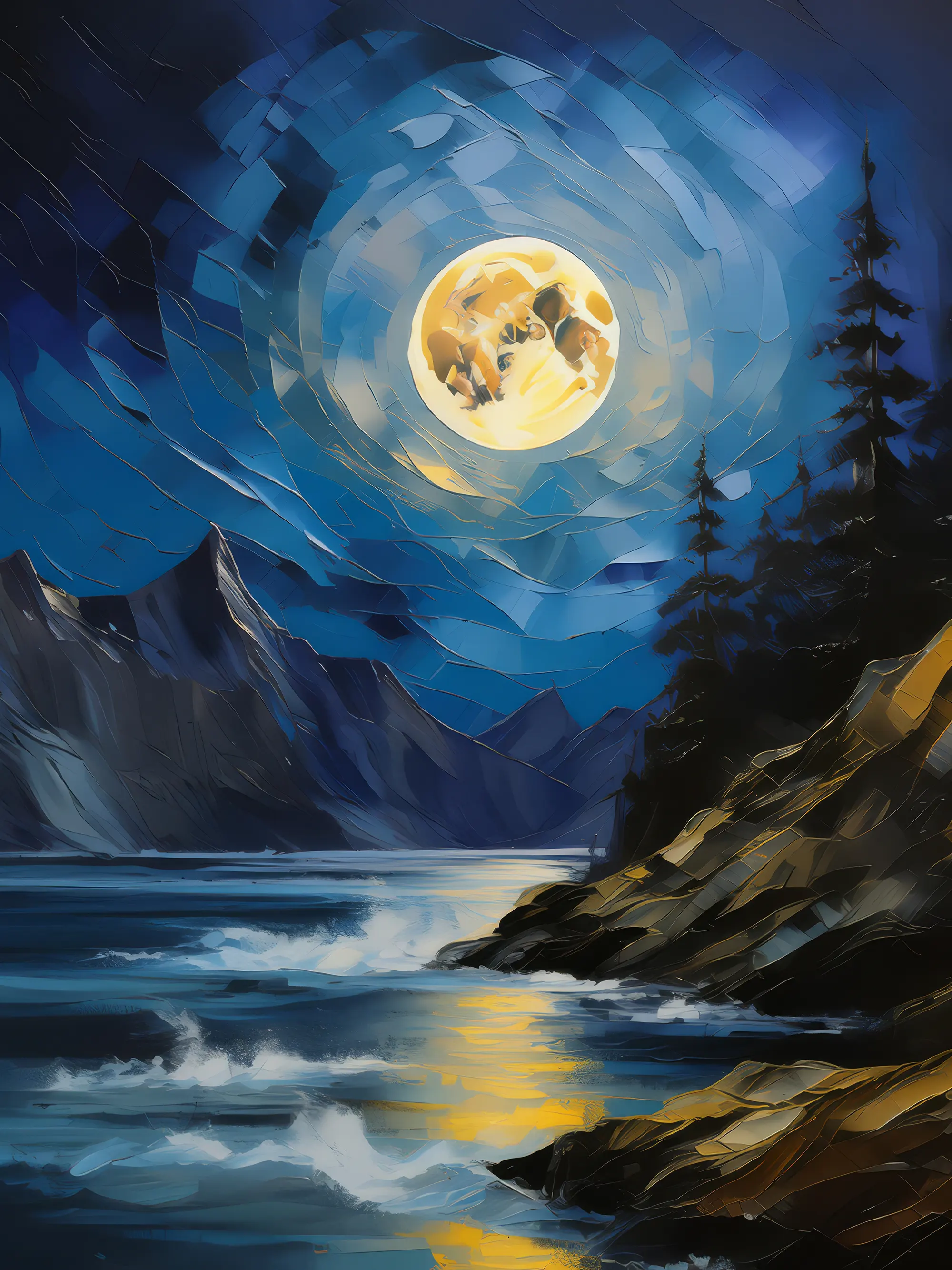 Painting: Moonlit Crag Mural