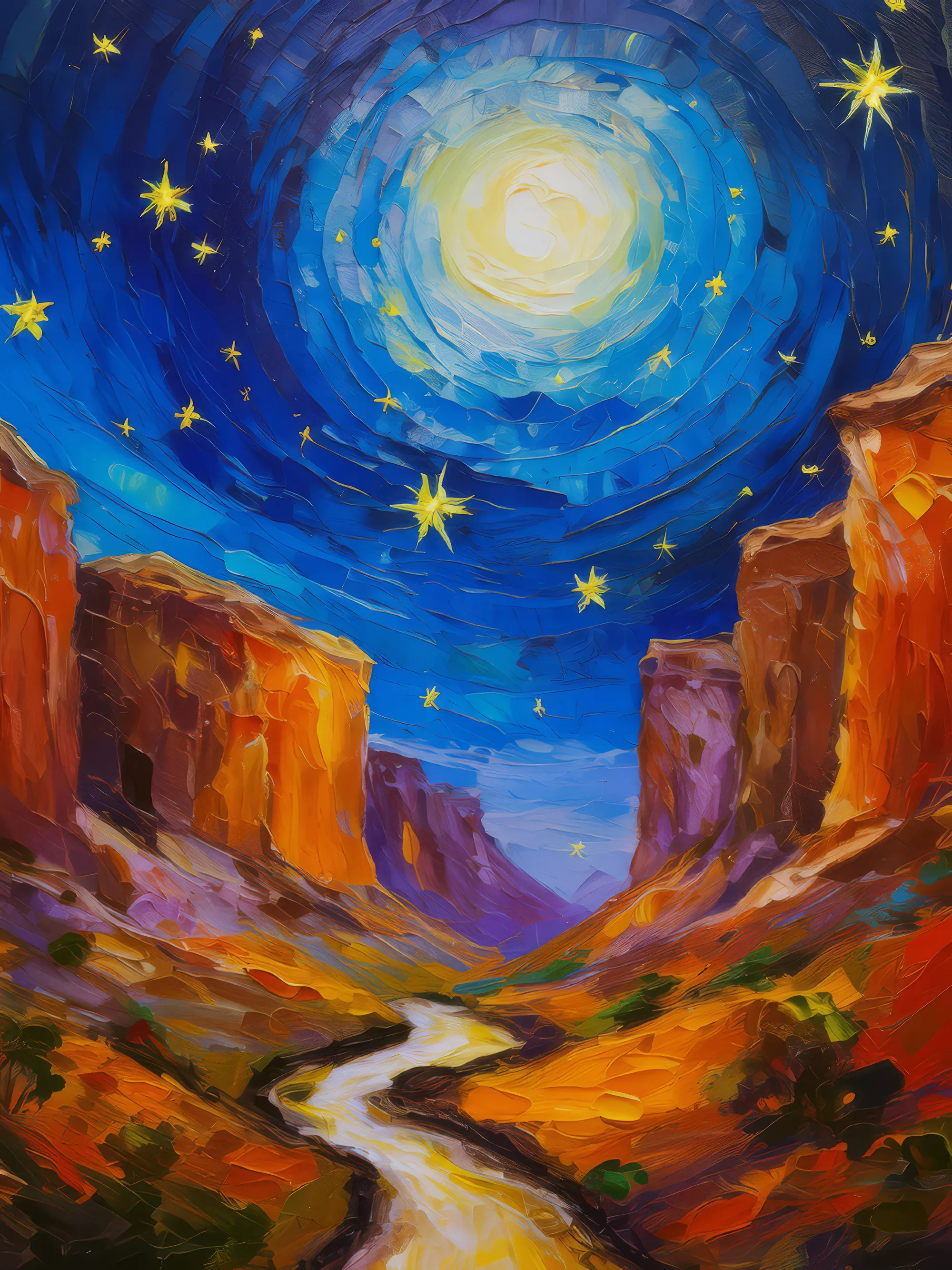 Painting: Moonlit Desert Chasm