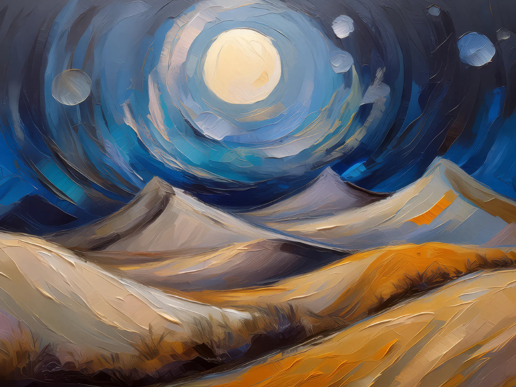 Painting: Moonlit Desert Dunes