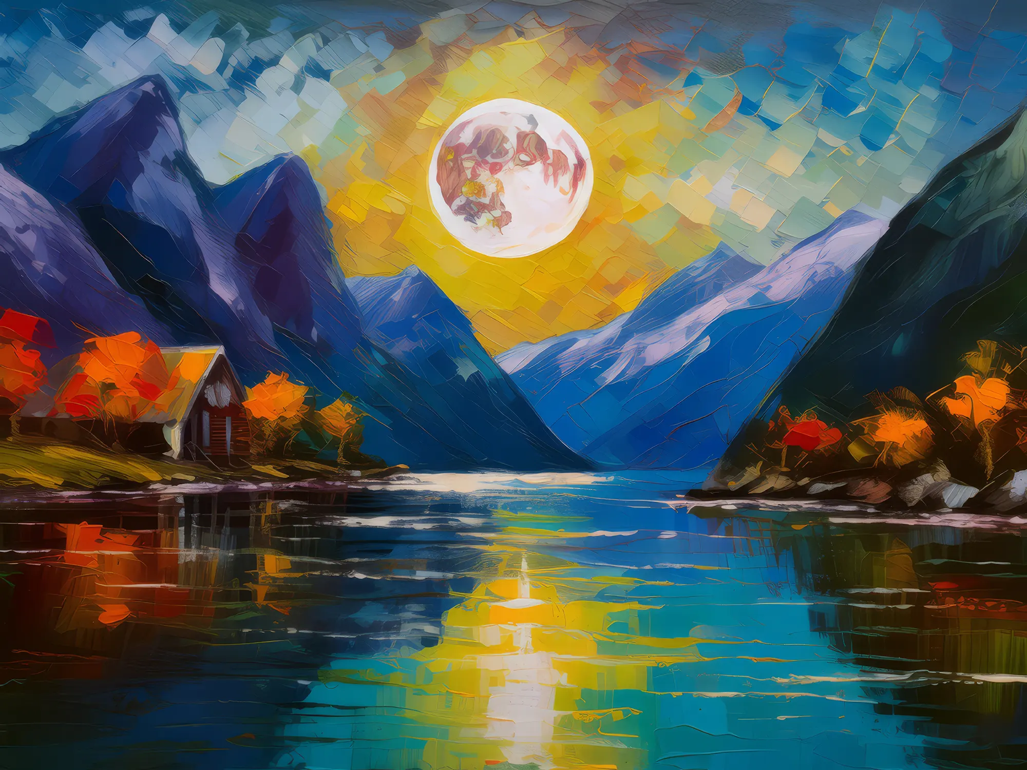 Painting: Moonlit Fjord Serenity