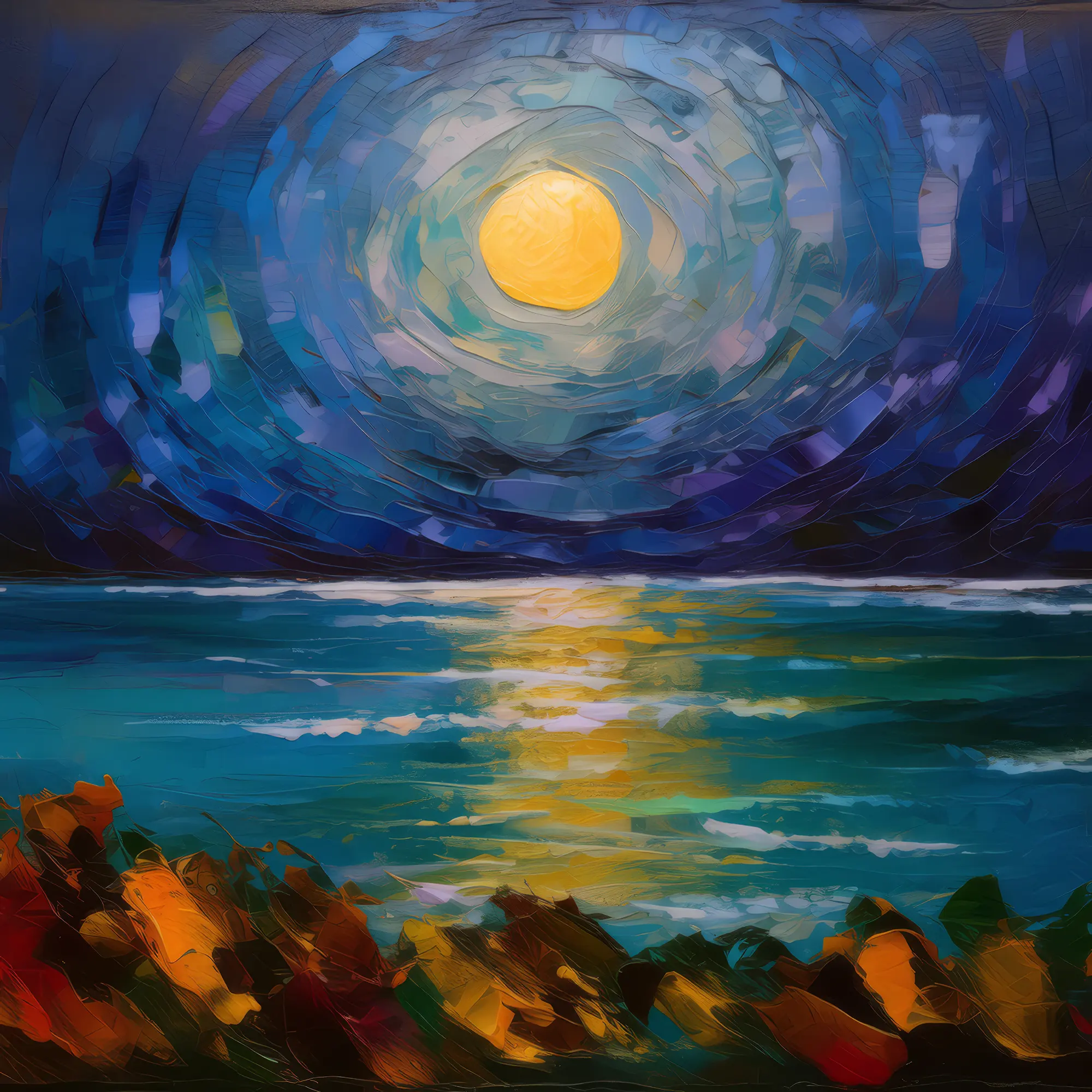 Painting: Moonlit Ocean Night