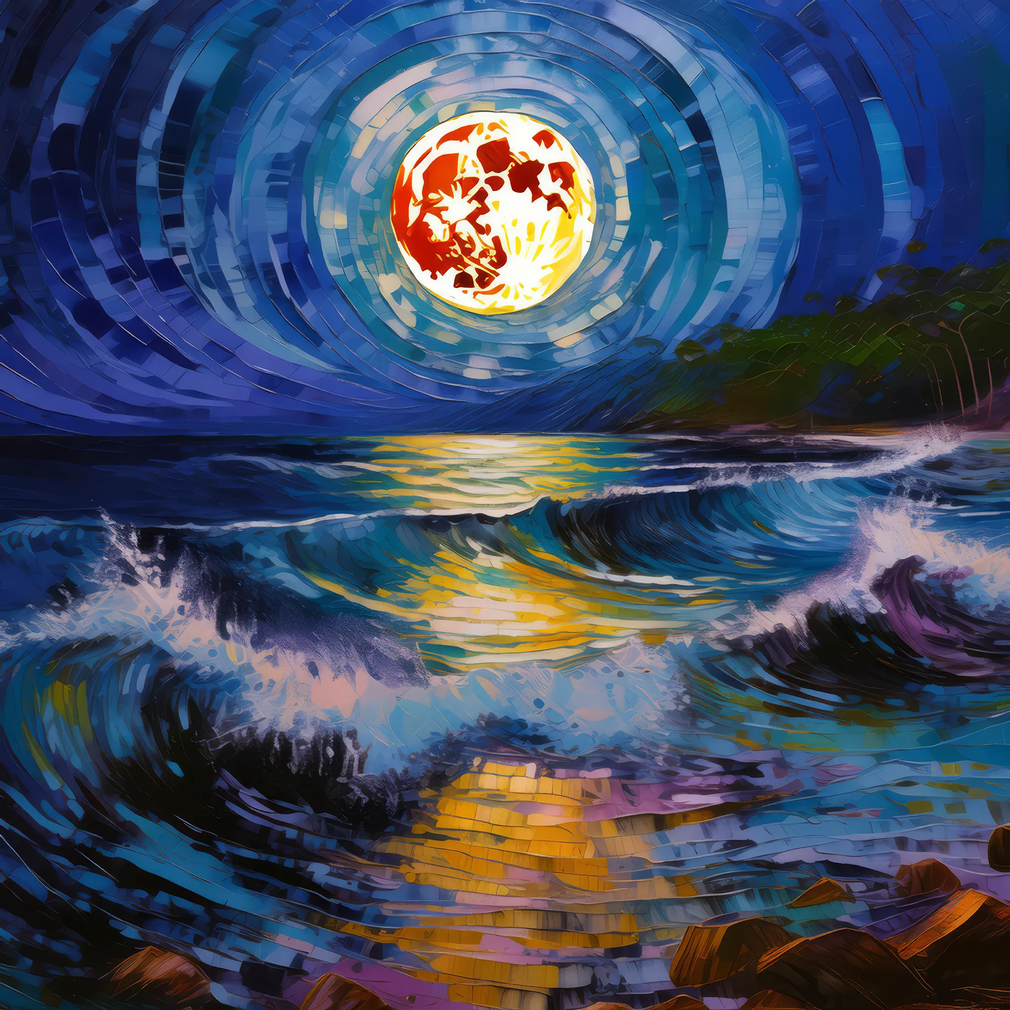 Painting: Moonlit Ocean Path