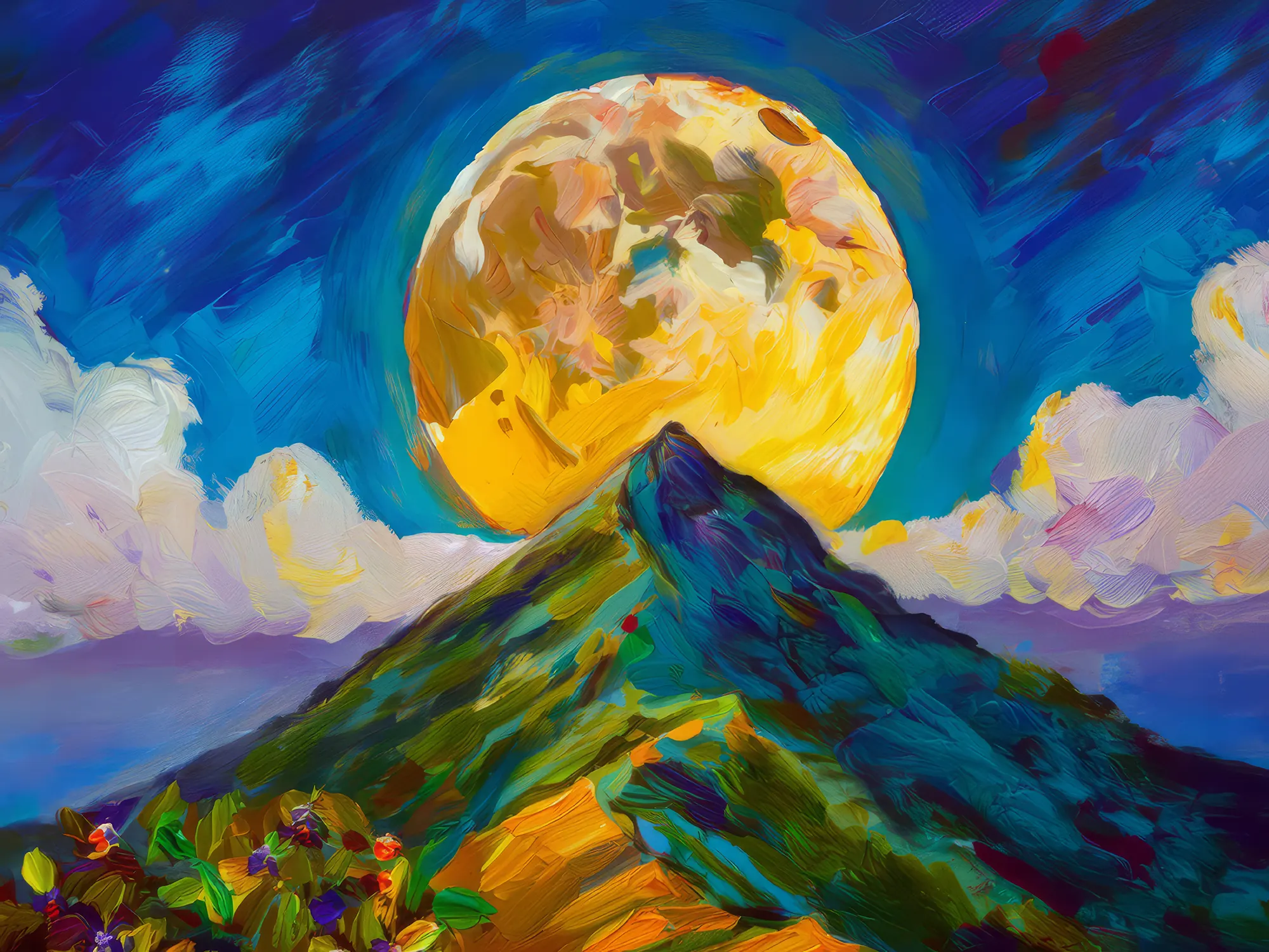 Painting: Moonrise Over Tropical Summit