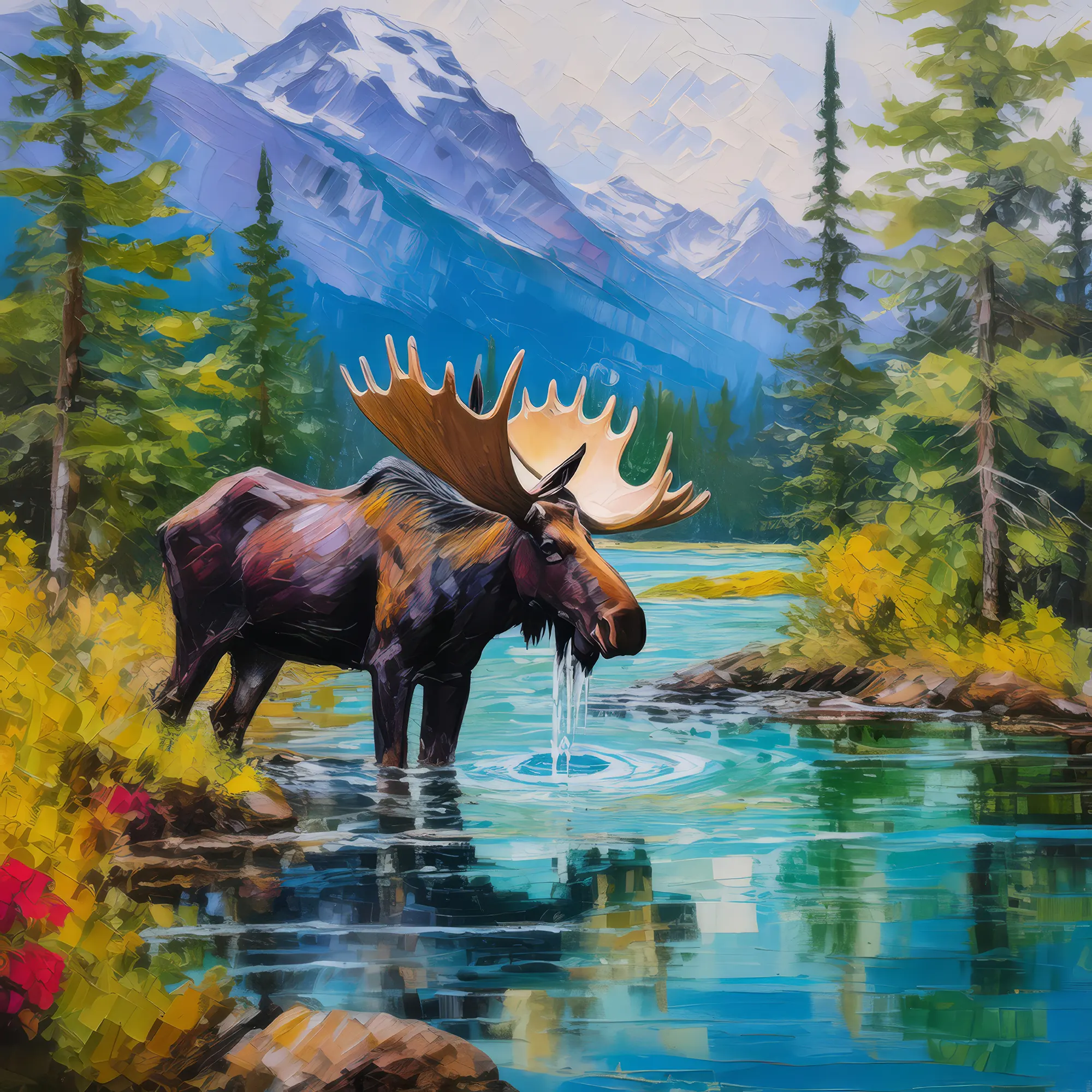 Painting: Moose by Boreal River