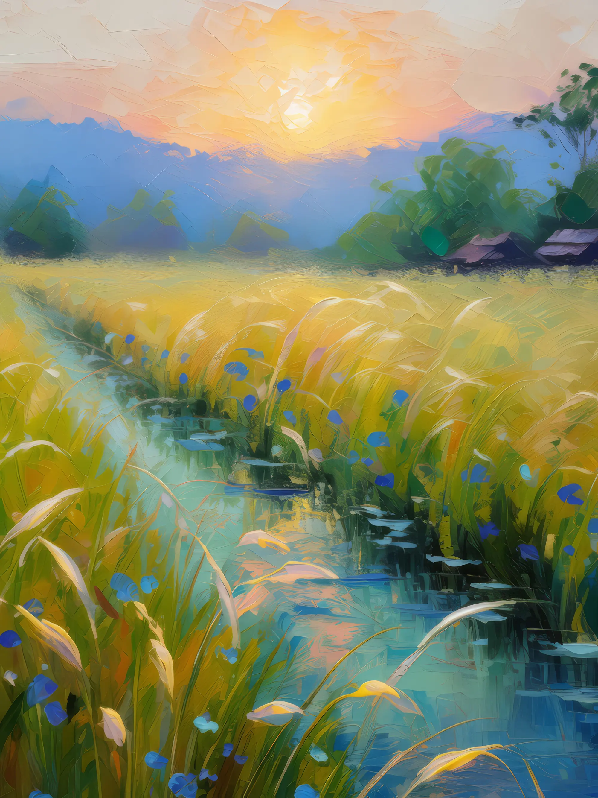 Painting: Morning Dew on Grassland