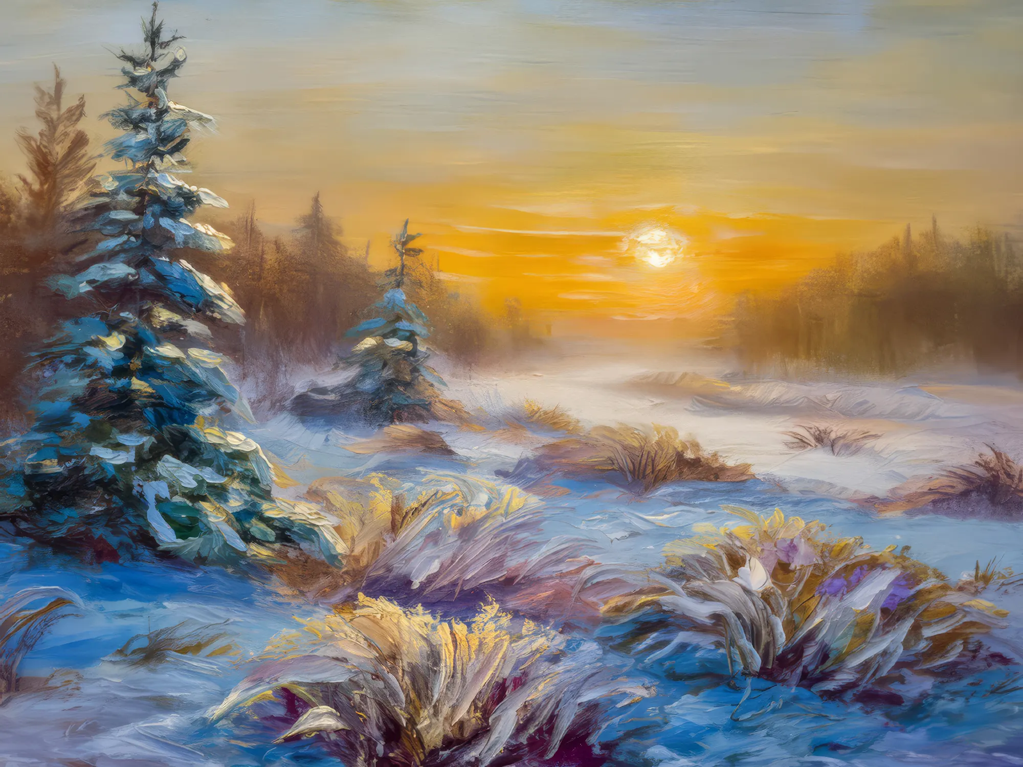 Painting: Morning Mist in Boreal Desert