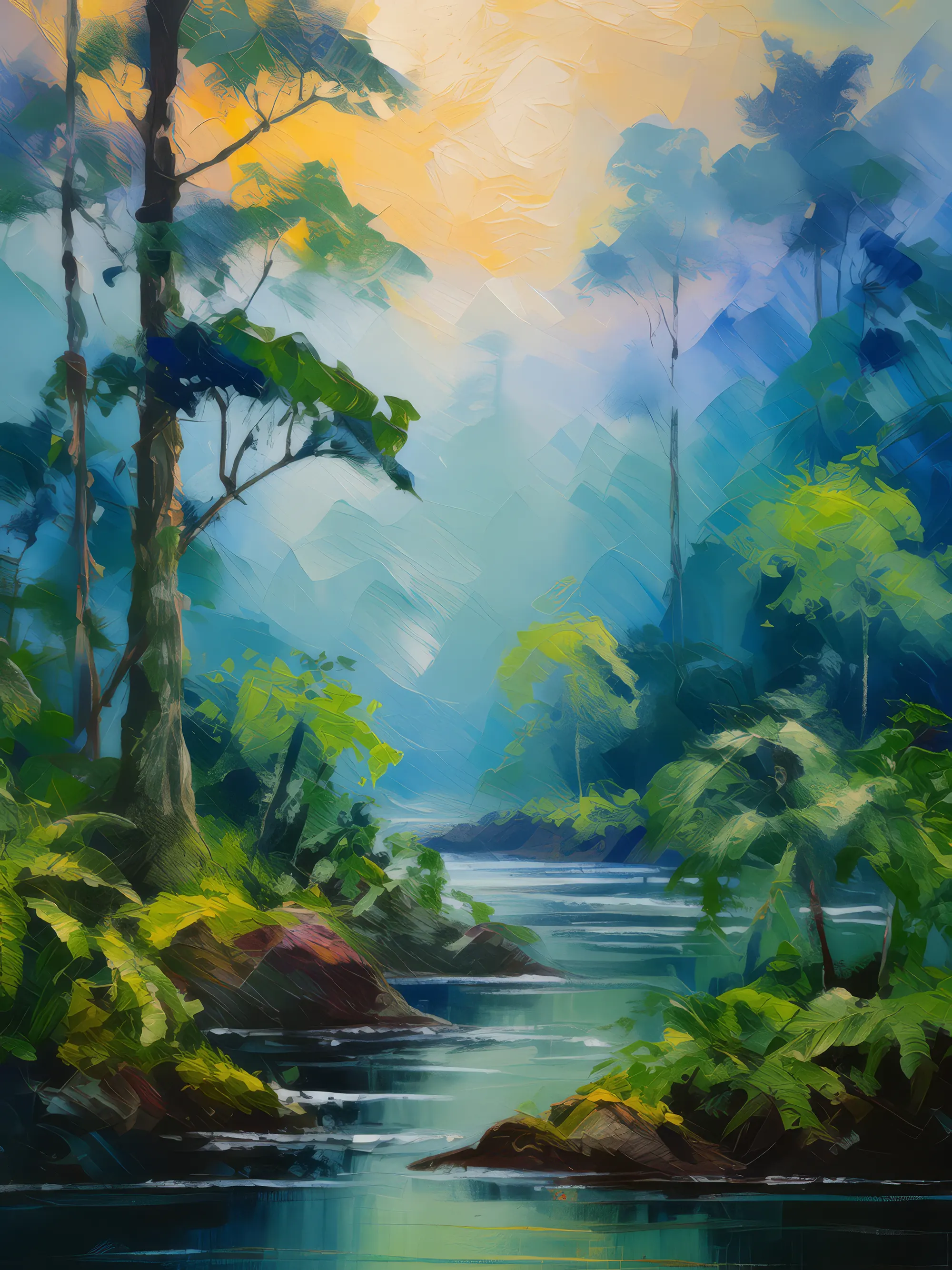 Painting: Morning Mist in Boreal Jungle