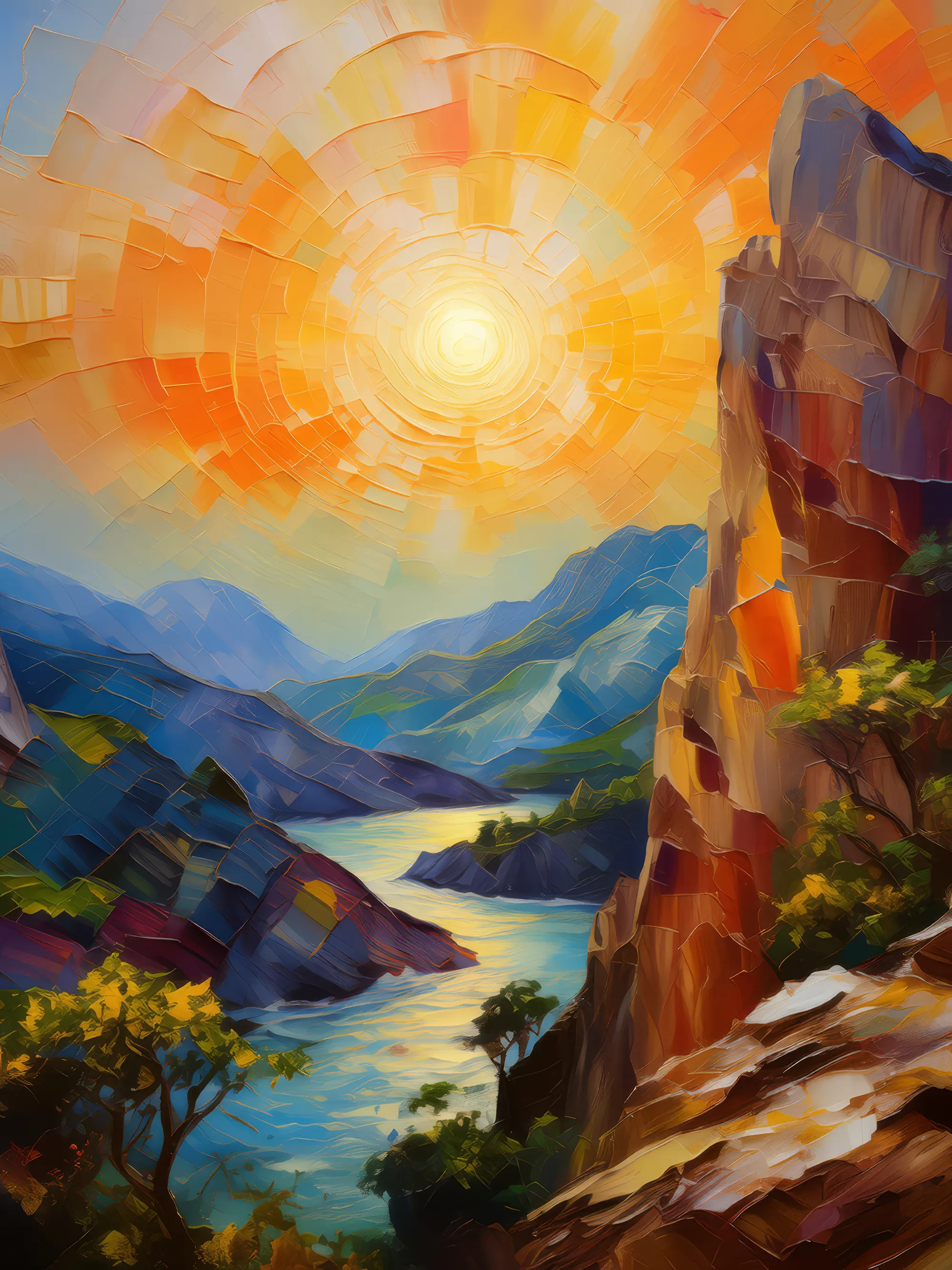 Painting: Mosaic of Light on Craggy Canvas