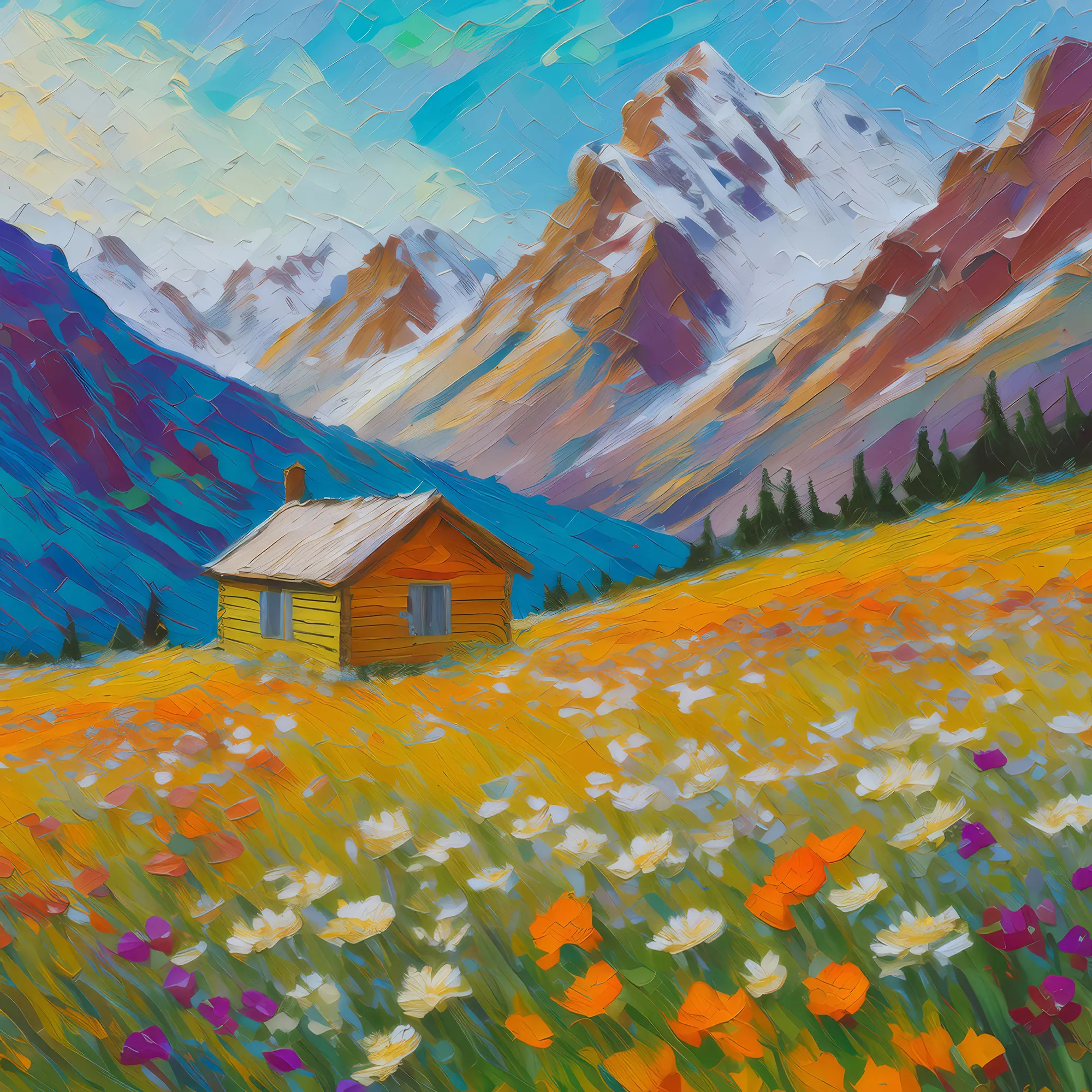 Painting: Mountain Cabin Retreat