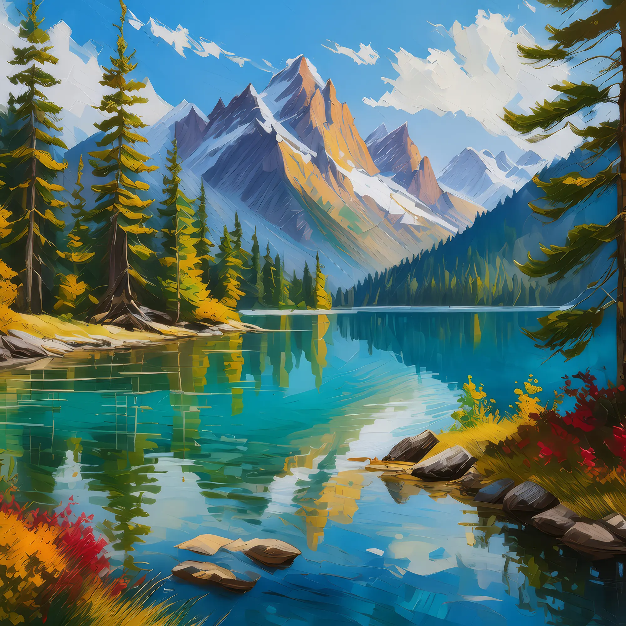 Painting: Mountain Lagoon View