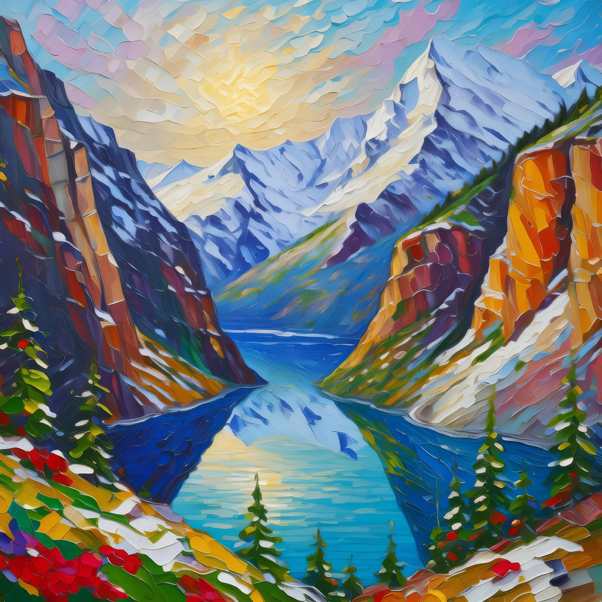 Painting: Mountain Lake Chasm