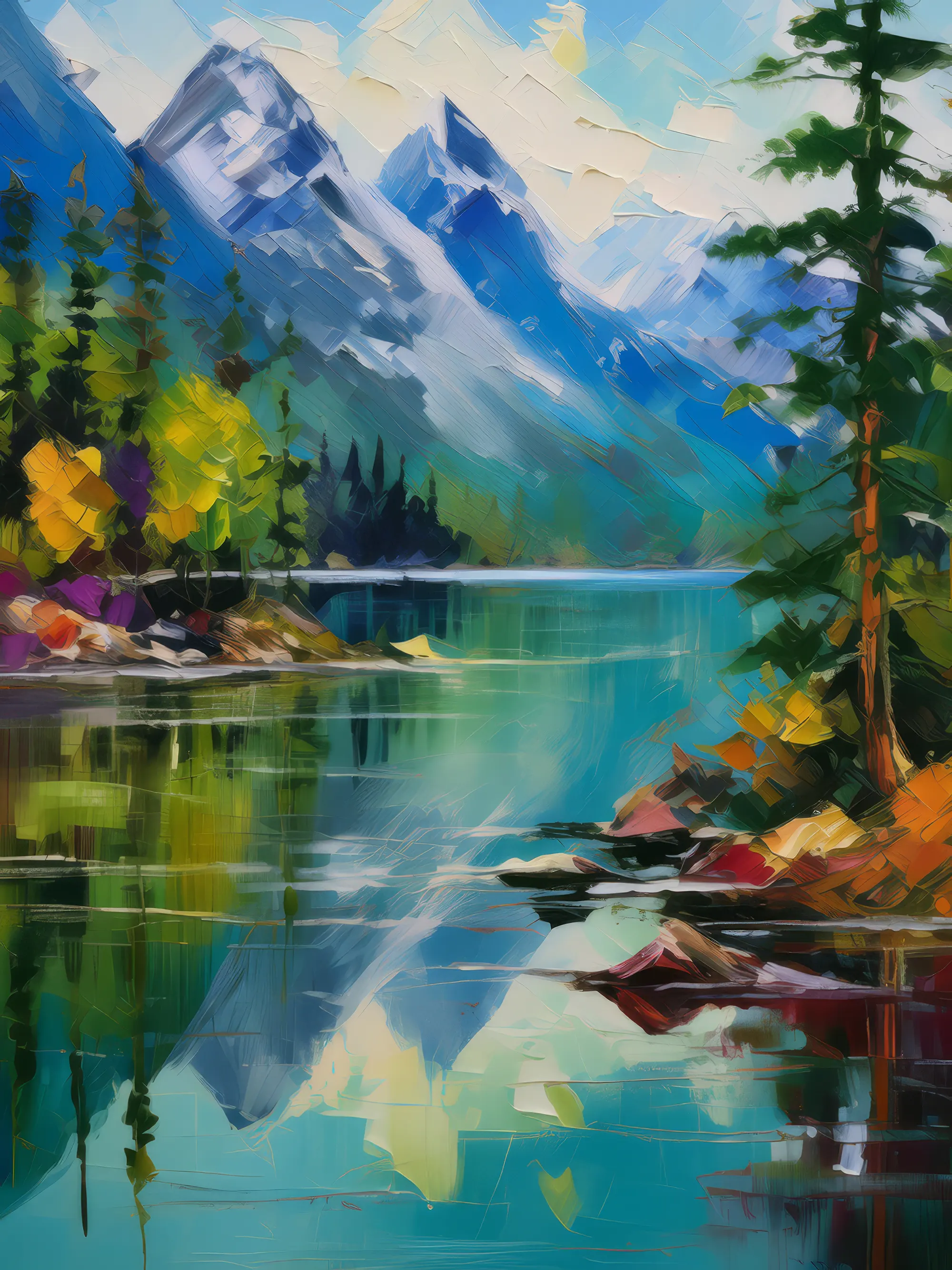 Painting: Mountain Lake Reflection