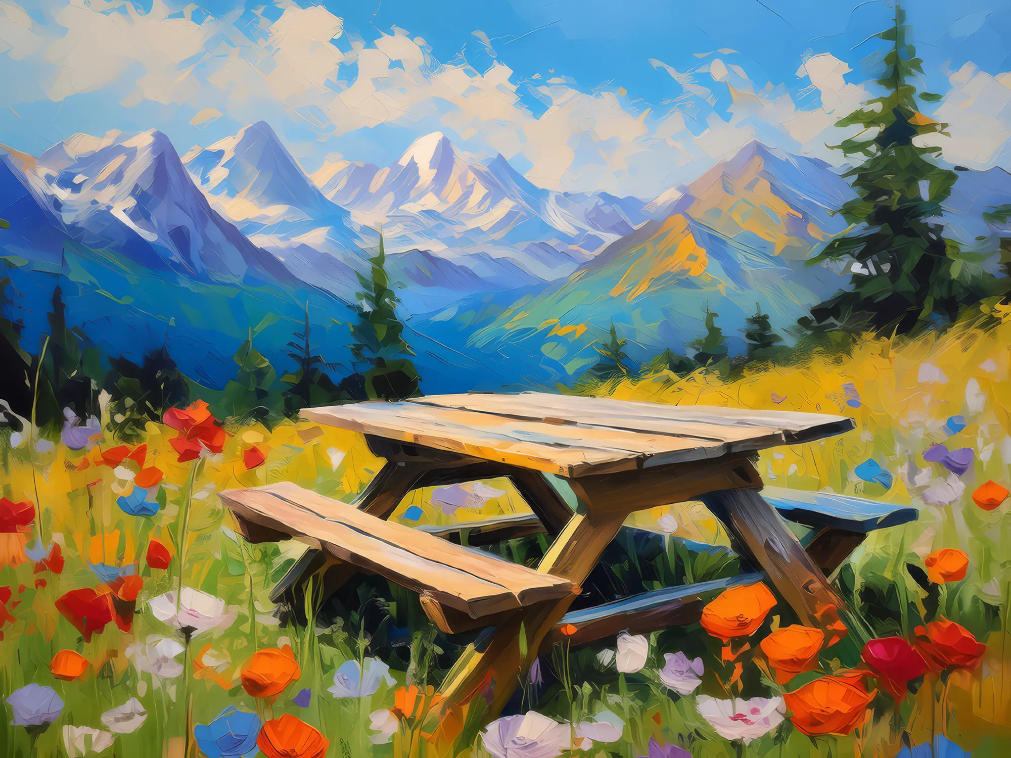 Painting: Mountain Meadow Picnic