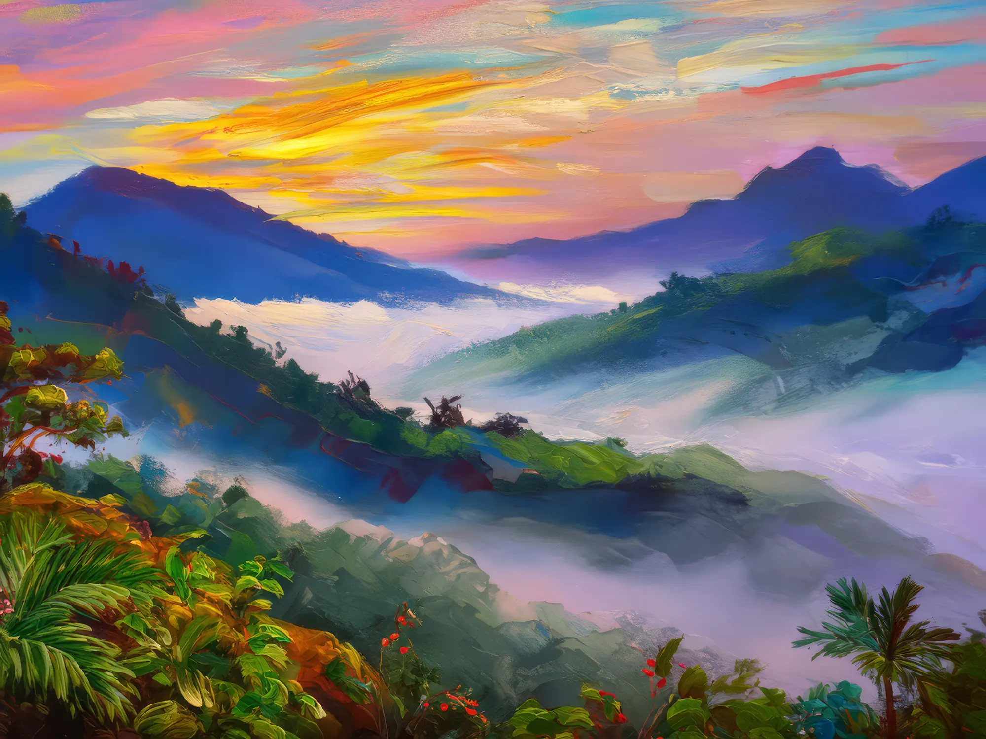 Painting: Mountain Mist at Dawn