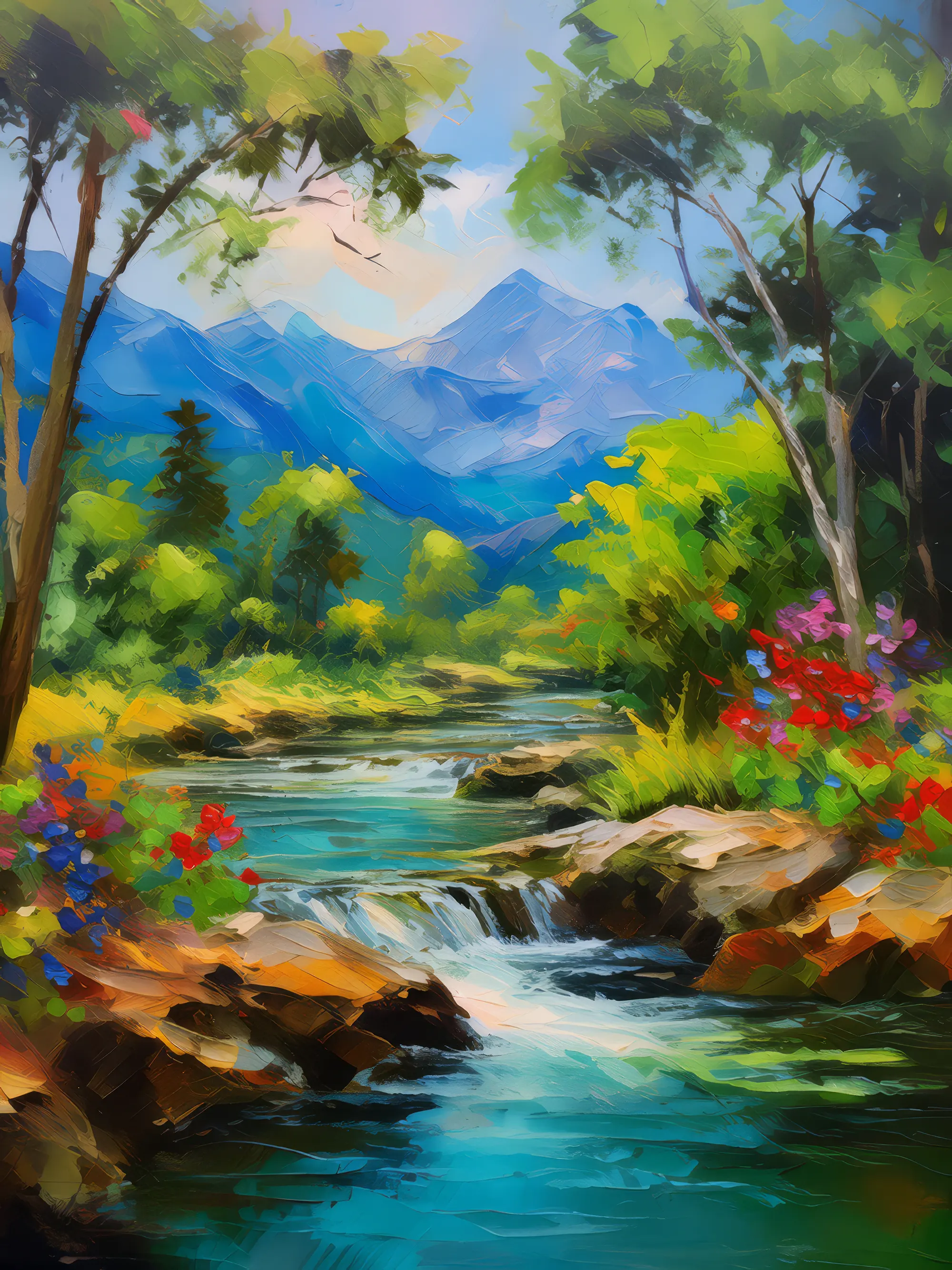 Painting: Mountain Oasis Stream