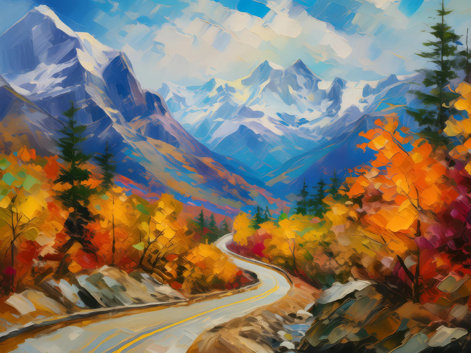 Painting: Mountain Pass in Autumn