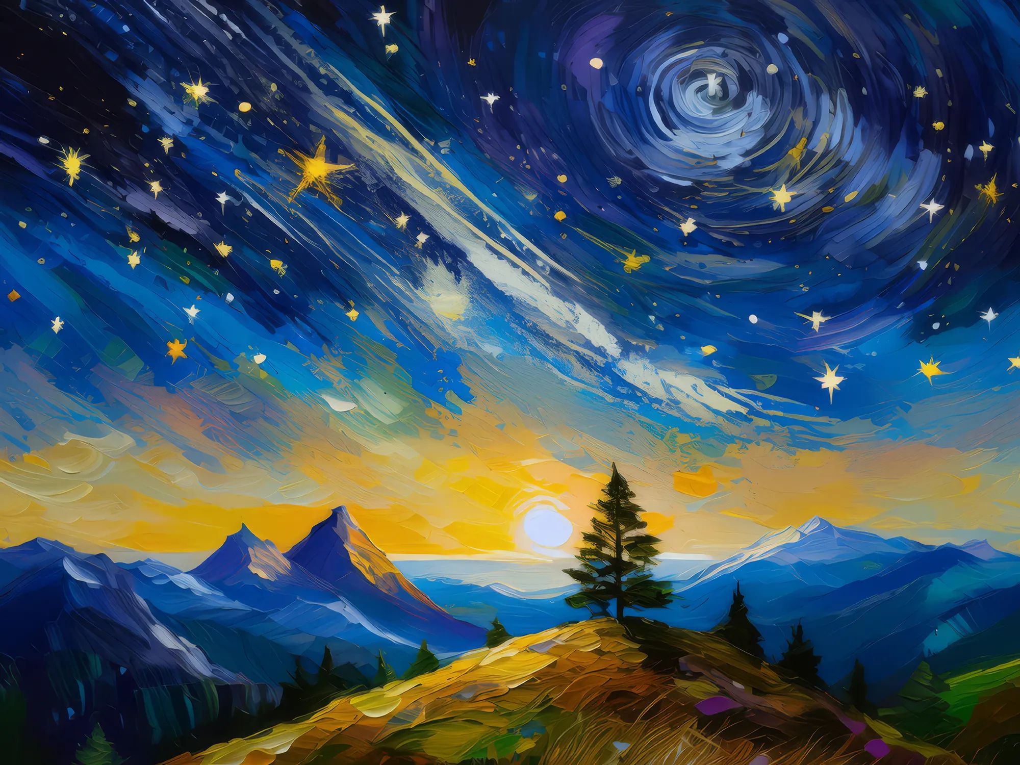 Painting: Mountain Top Star Gazing