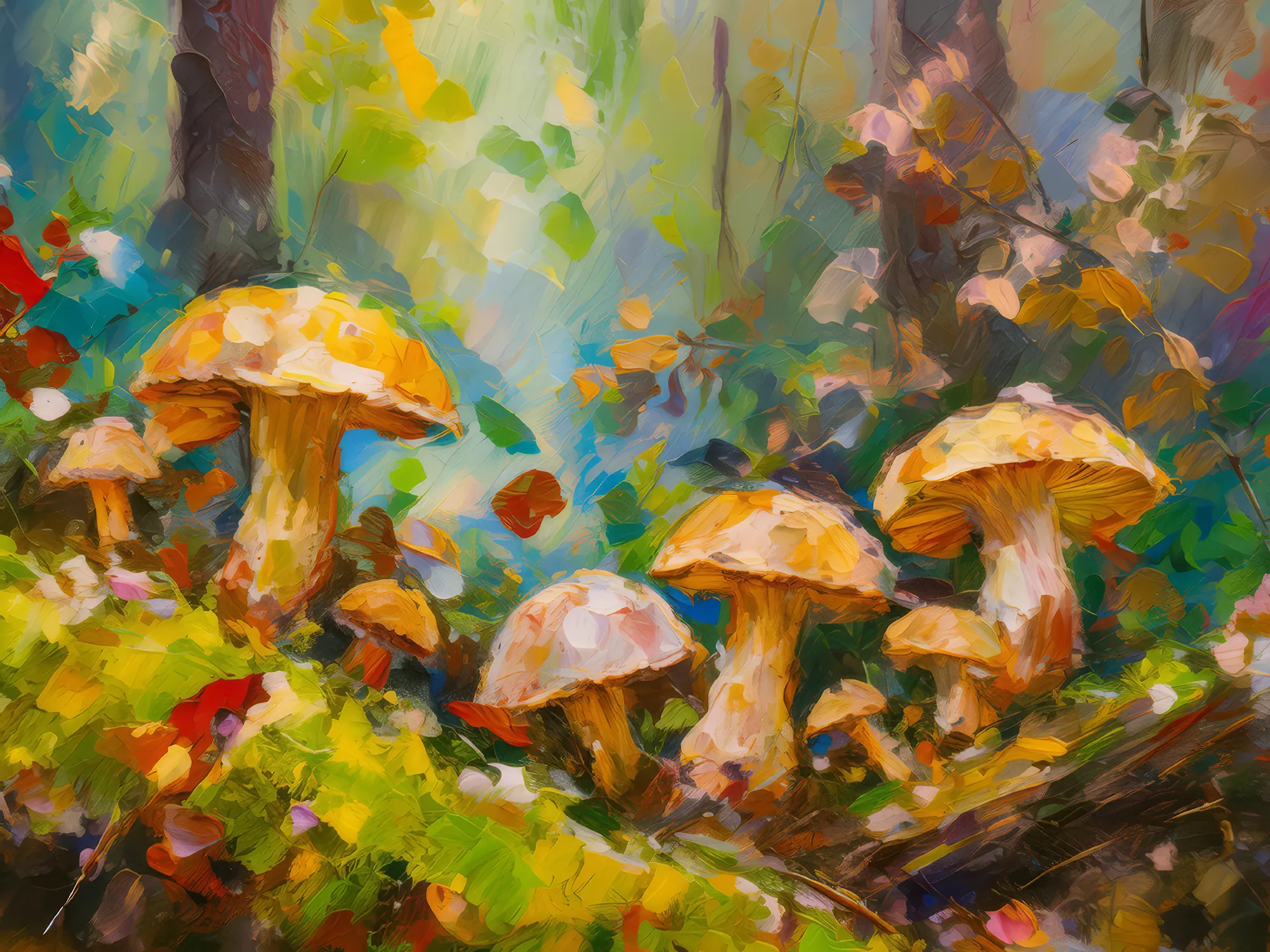 Painting: Mushrooms and Moss