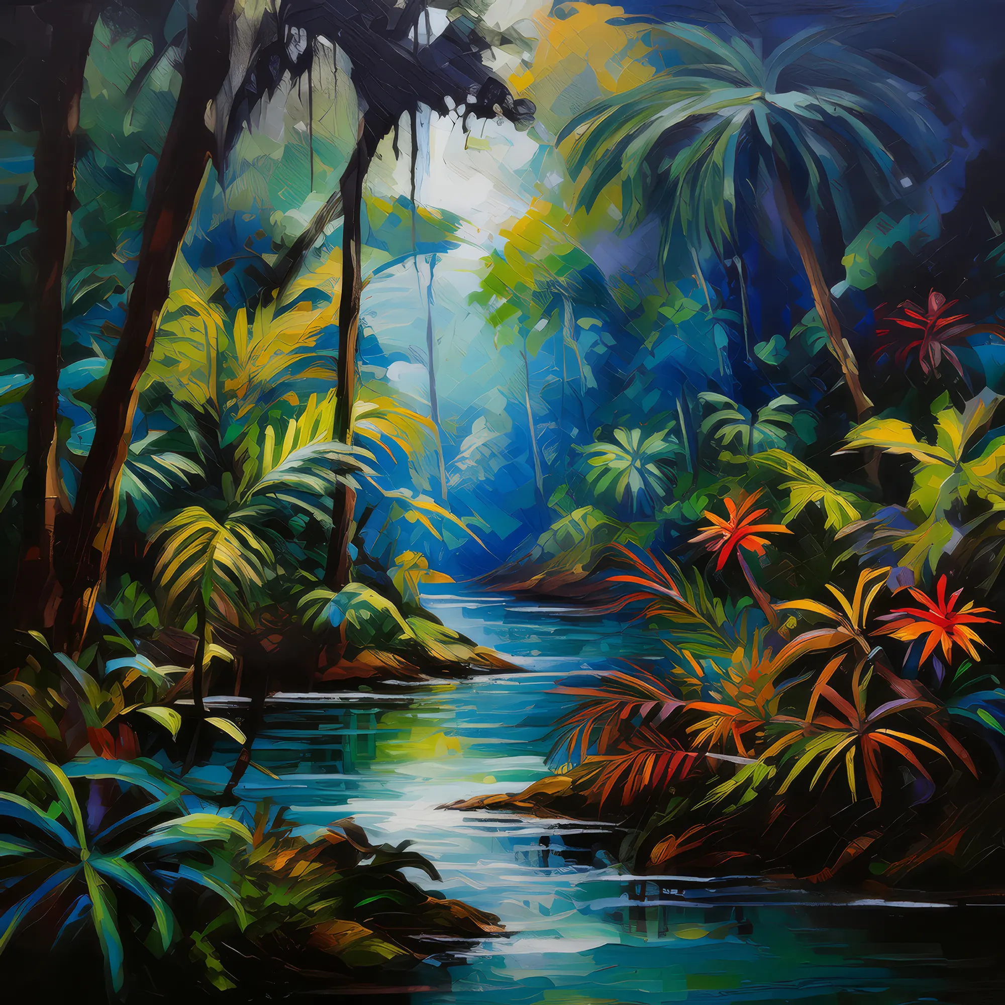 Painting: Mysterious Jungle River