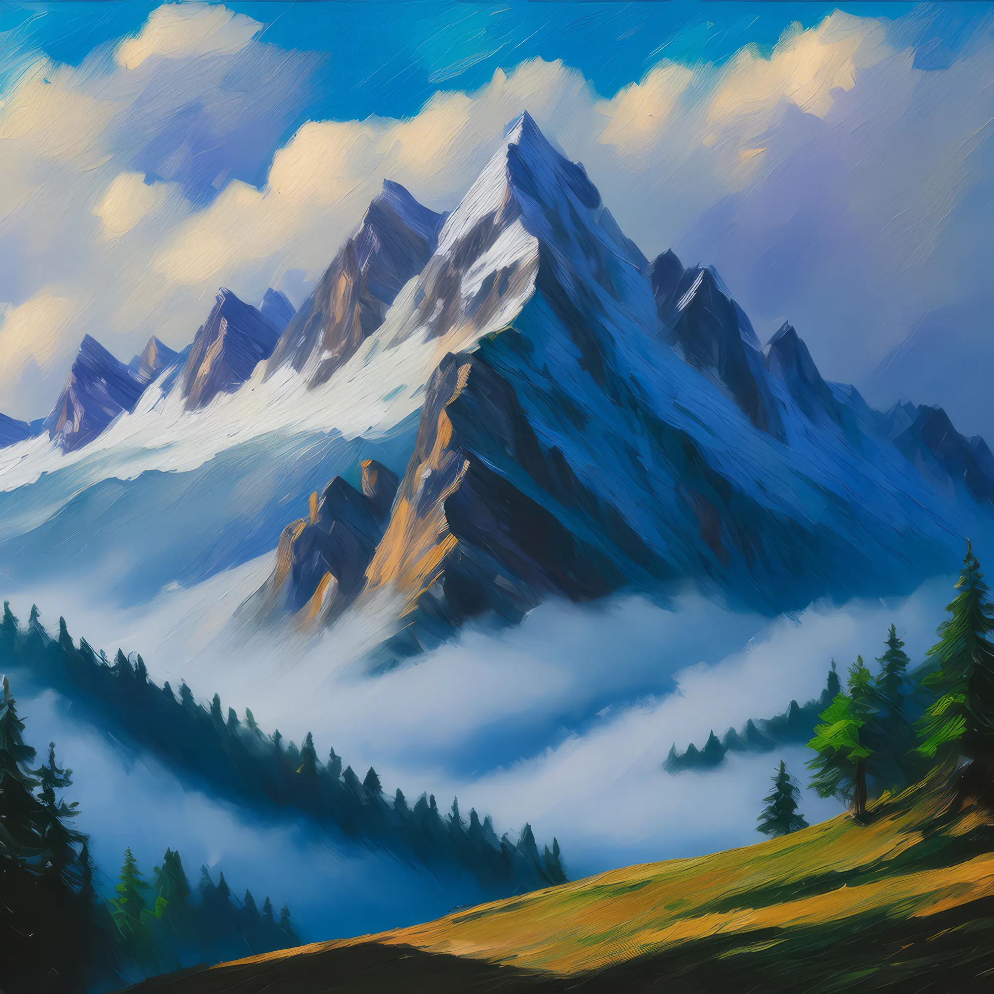 Painting: Mystical Alpine Fog