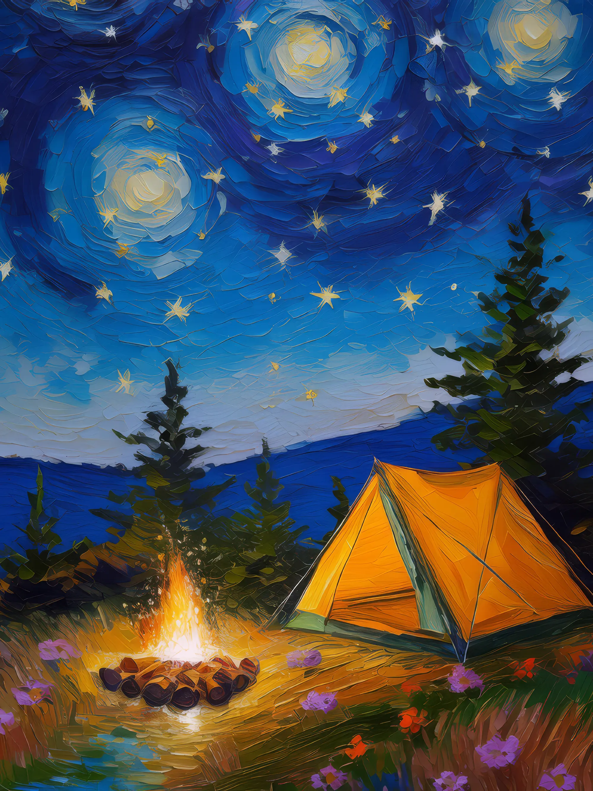 Painting: Night Camping on Moor