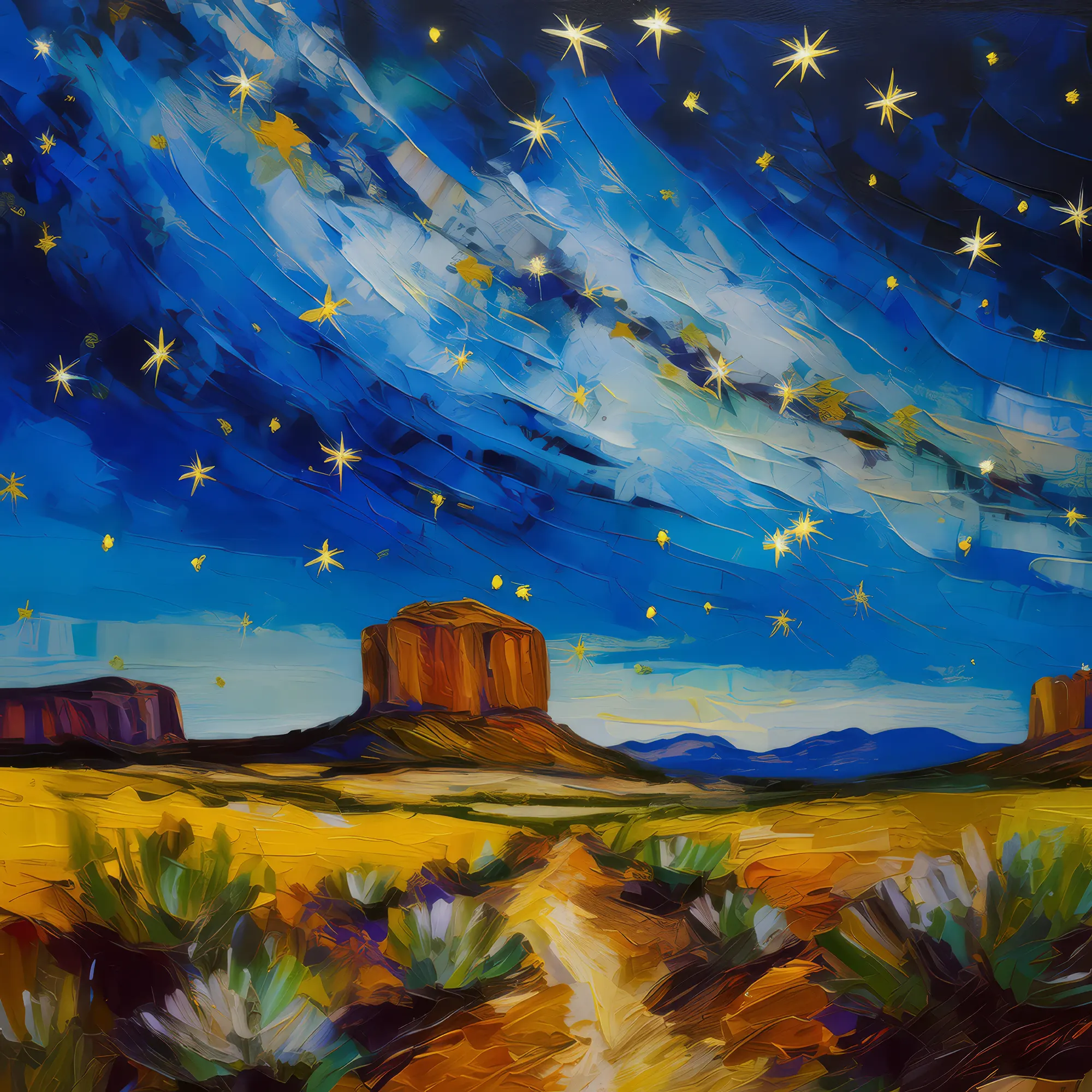 Painting: Night Sky Over Mesa