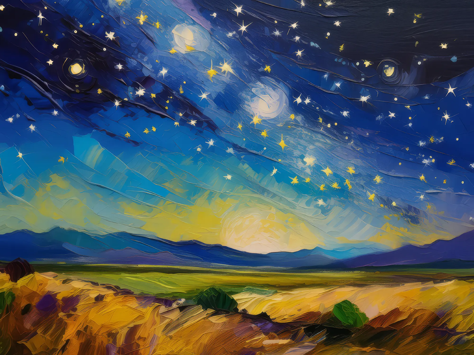Painting: Night Sky Over the Prairie