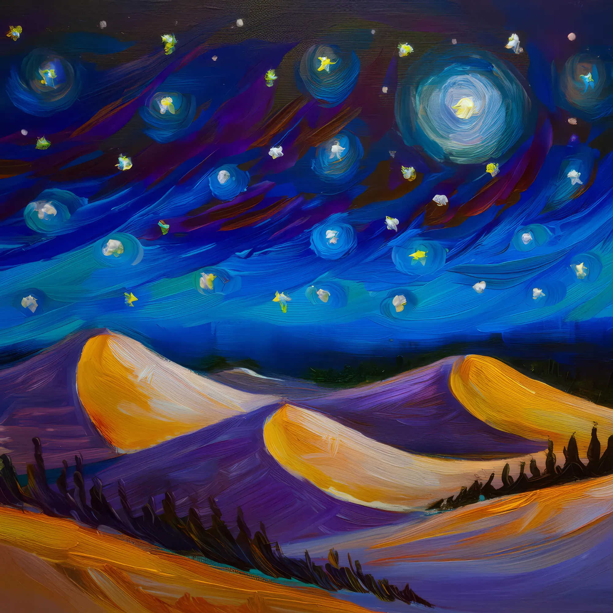 Painting: Nightfall Over Boreal Dunes