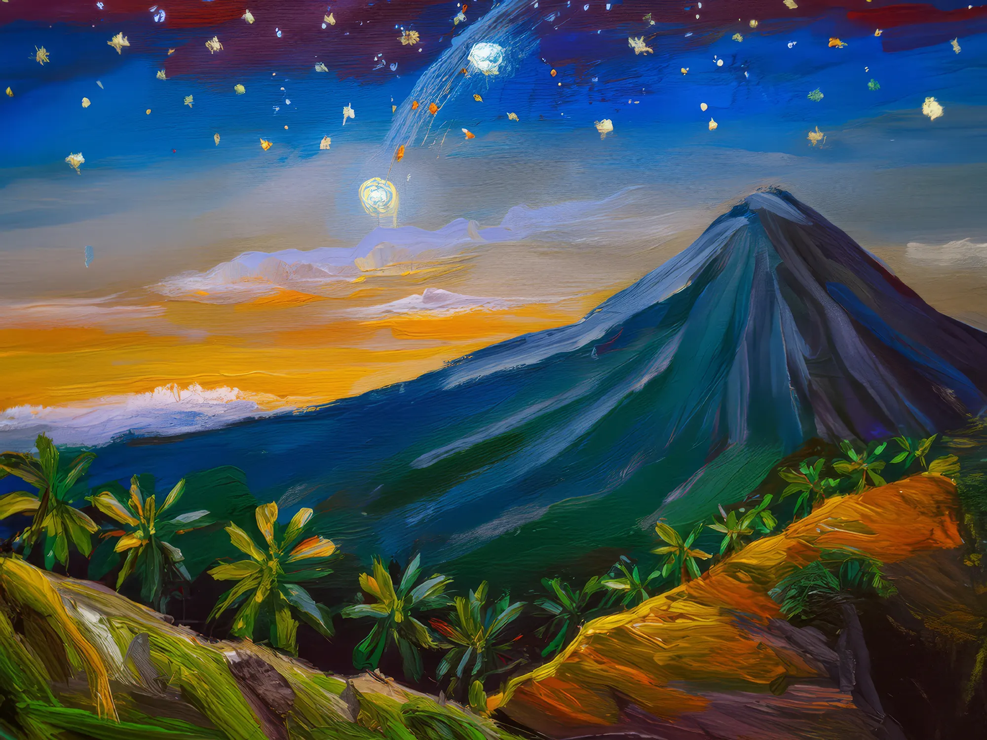 Painting: Nightfall on Tropical Slopes