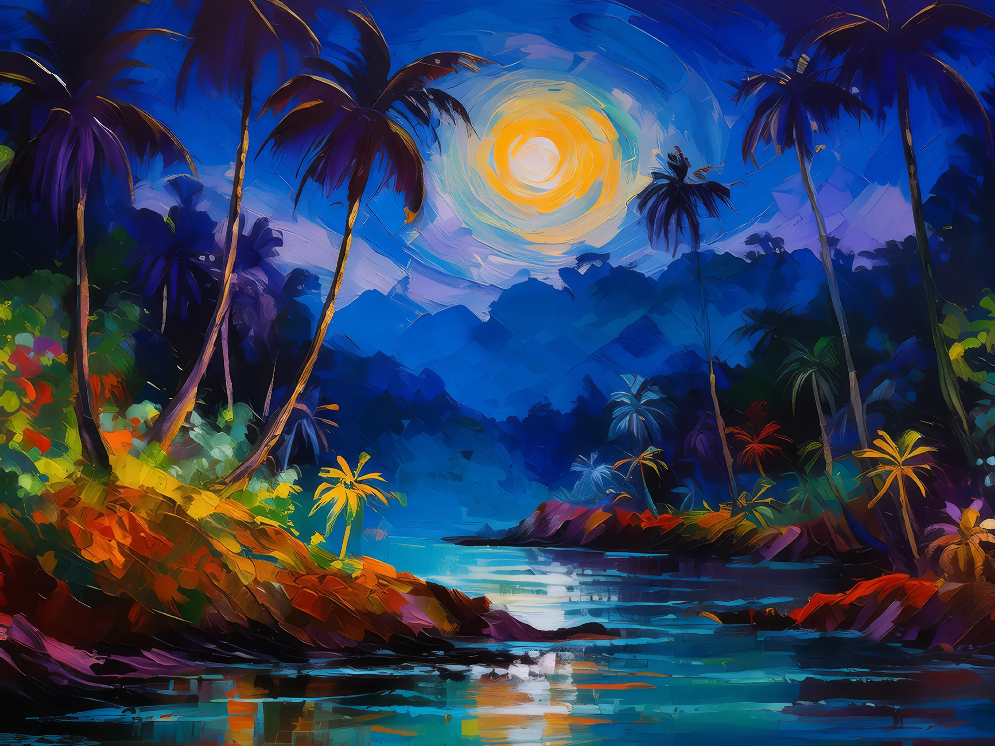 Painting: Nighttime Jungle Symphony