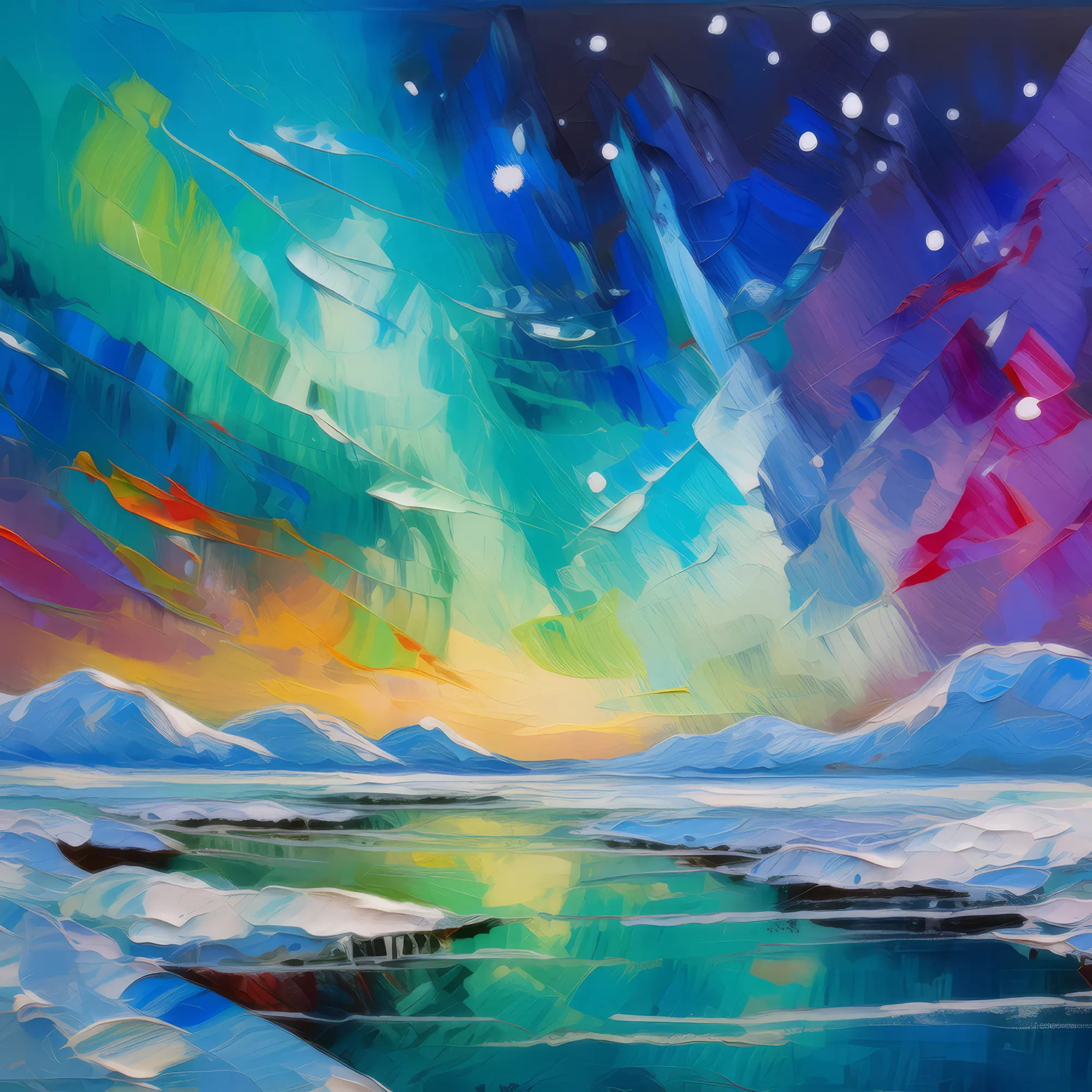 Painting: Northern Lights Arctic Display