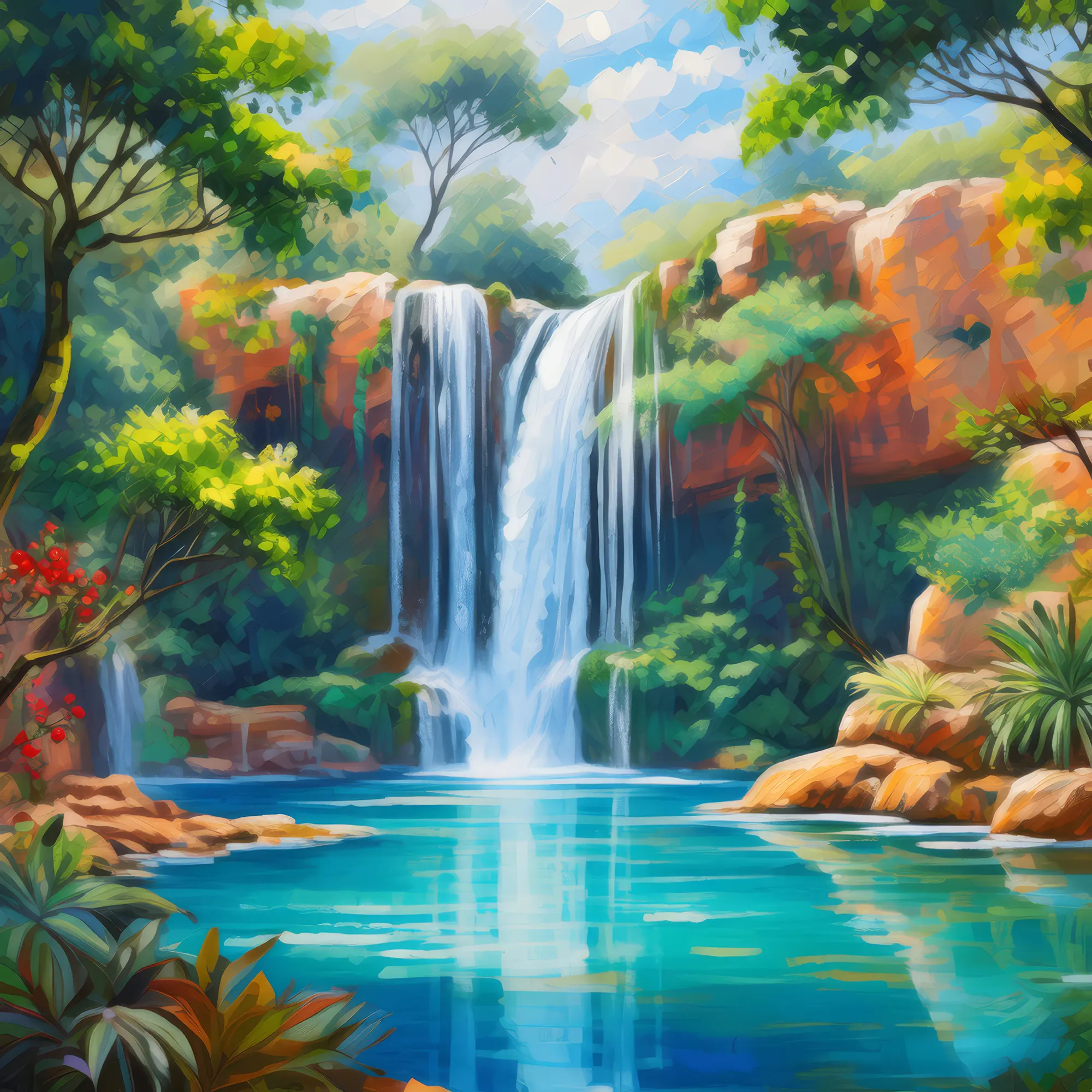 Painting: Oasis Waterfall Cascade