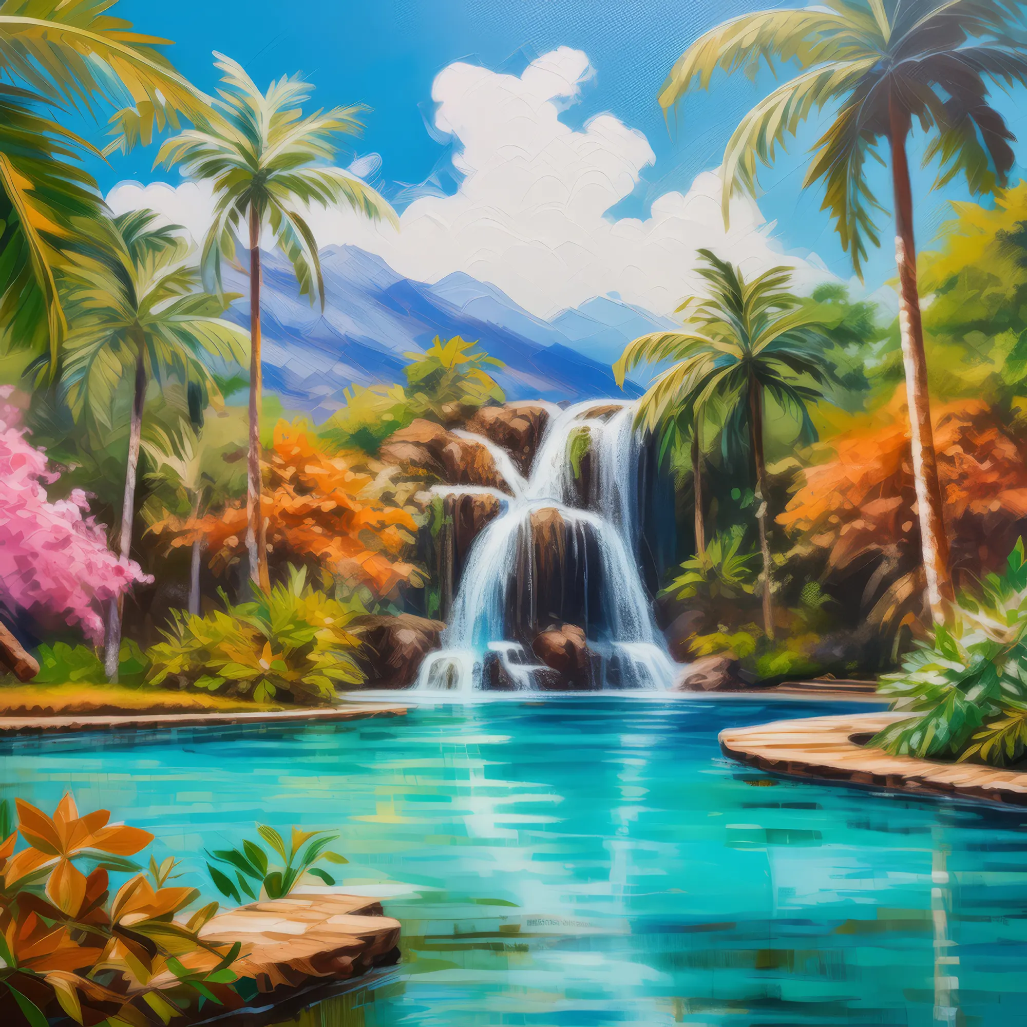 Painting: Oasis Waterfall Oasis