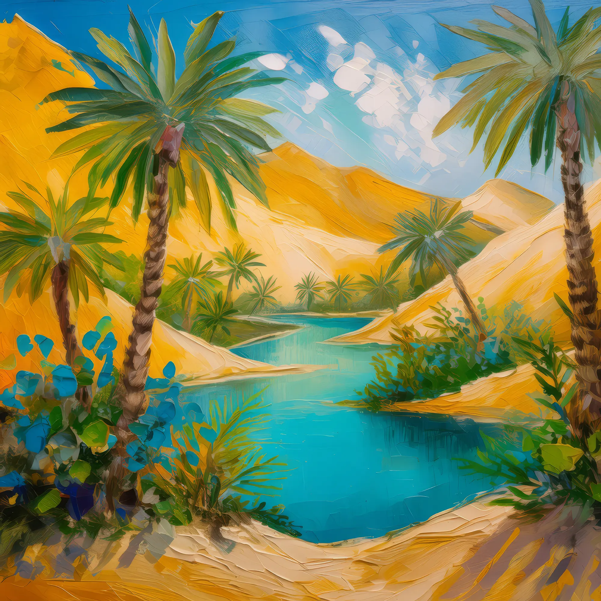 Painting: Oasis and Sand Dunes
