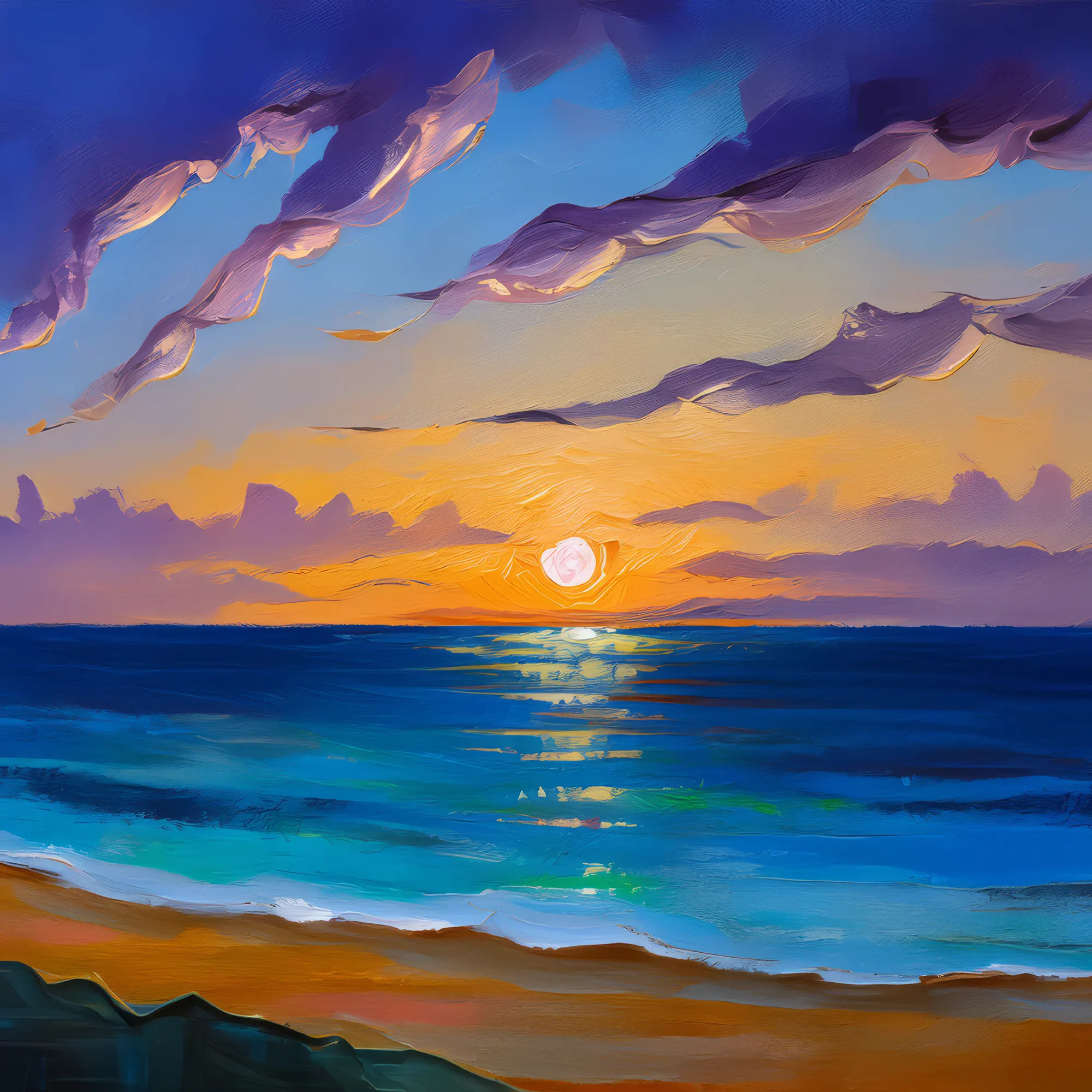 Painting: Ocean Desert Skyline at Dusk