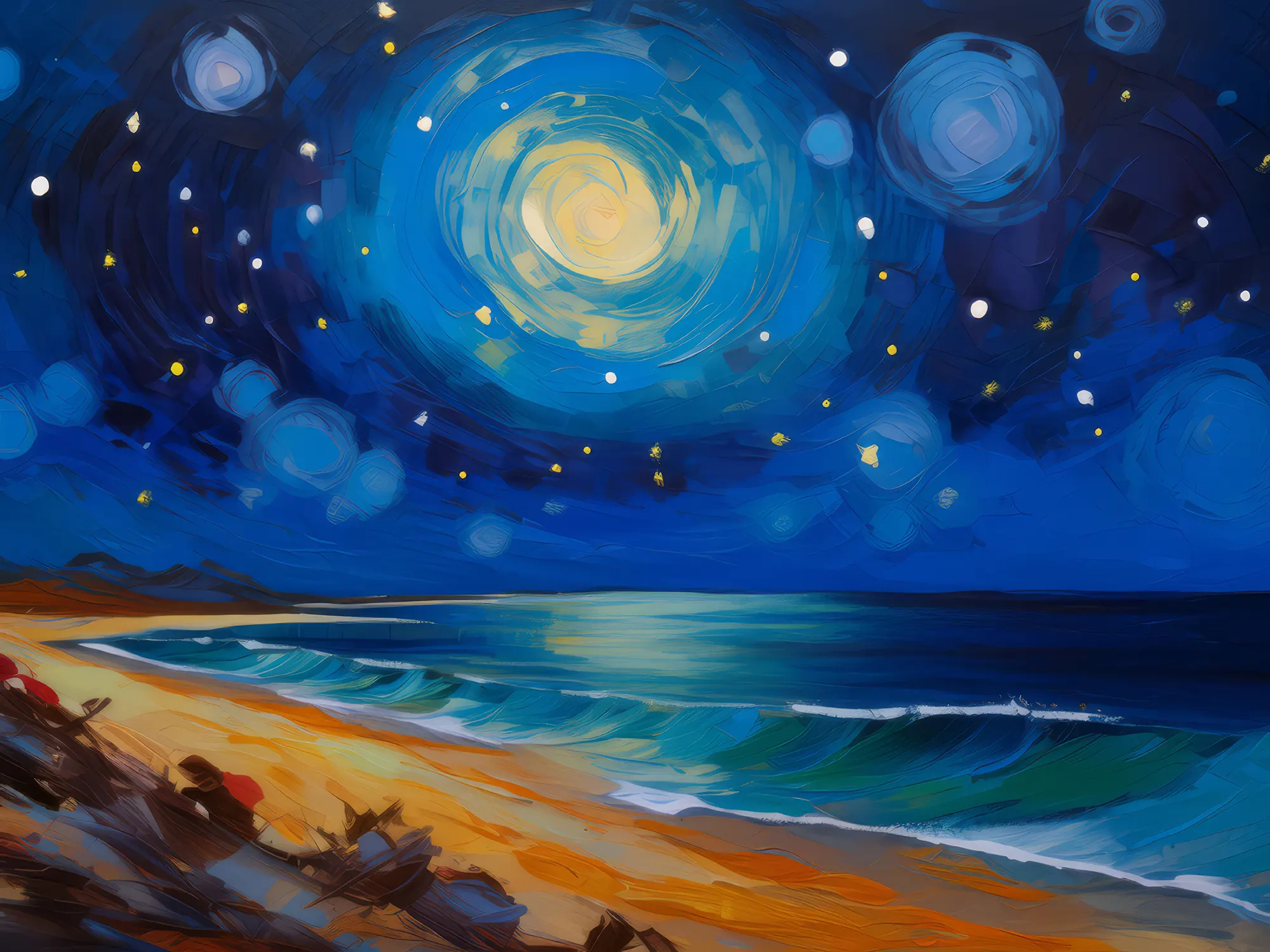 Painting: Ocean Desert Starry Night