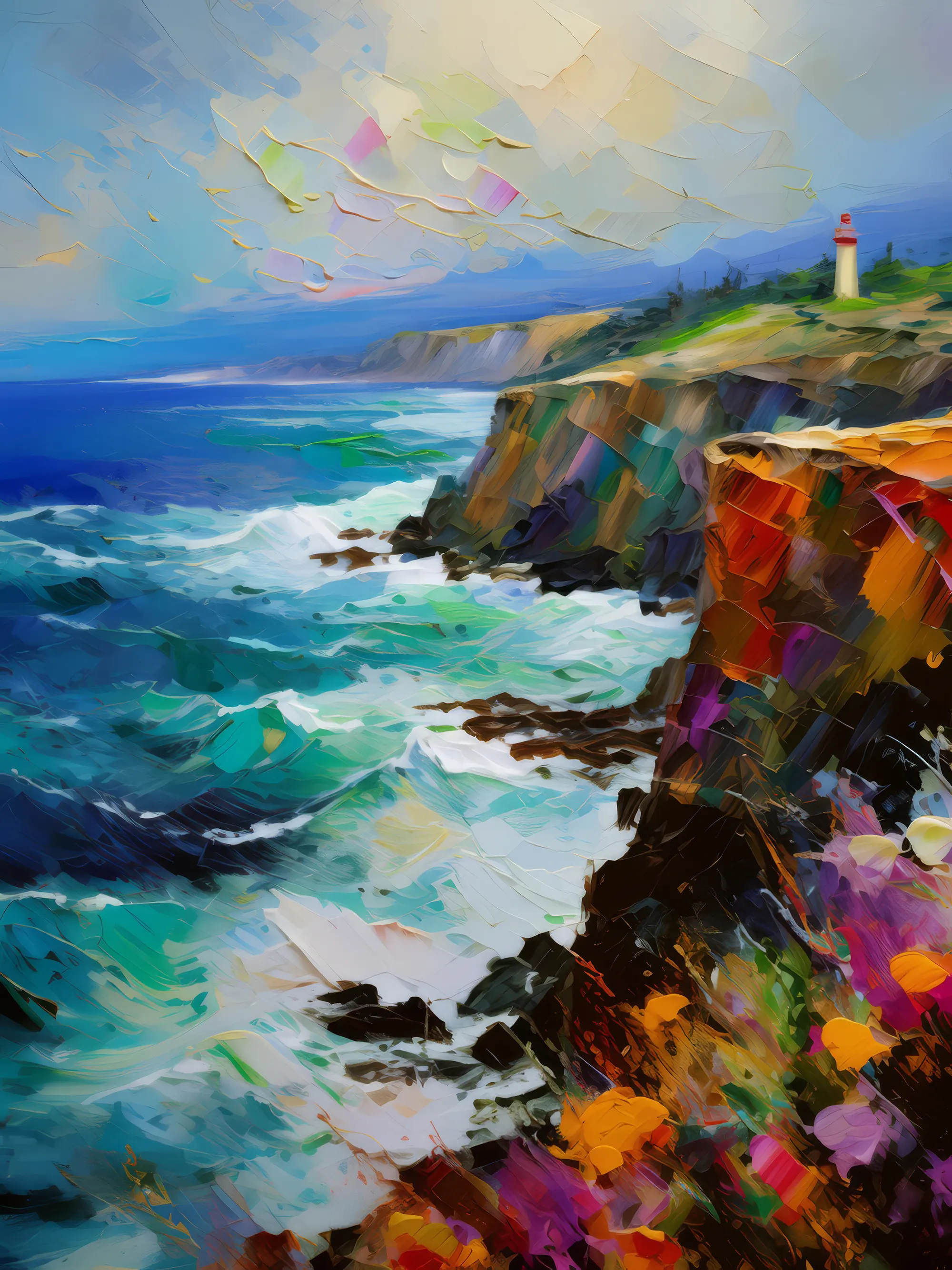 Painting: Oceanfront Cliffside View