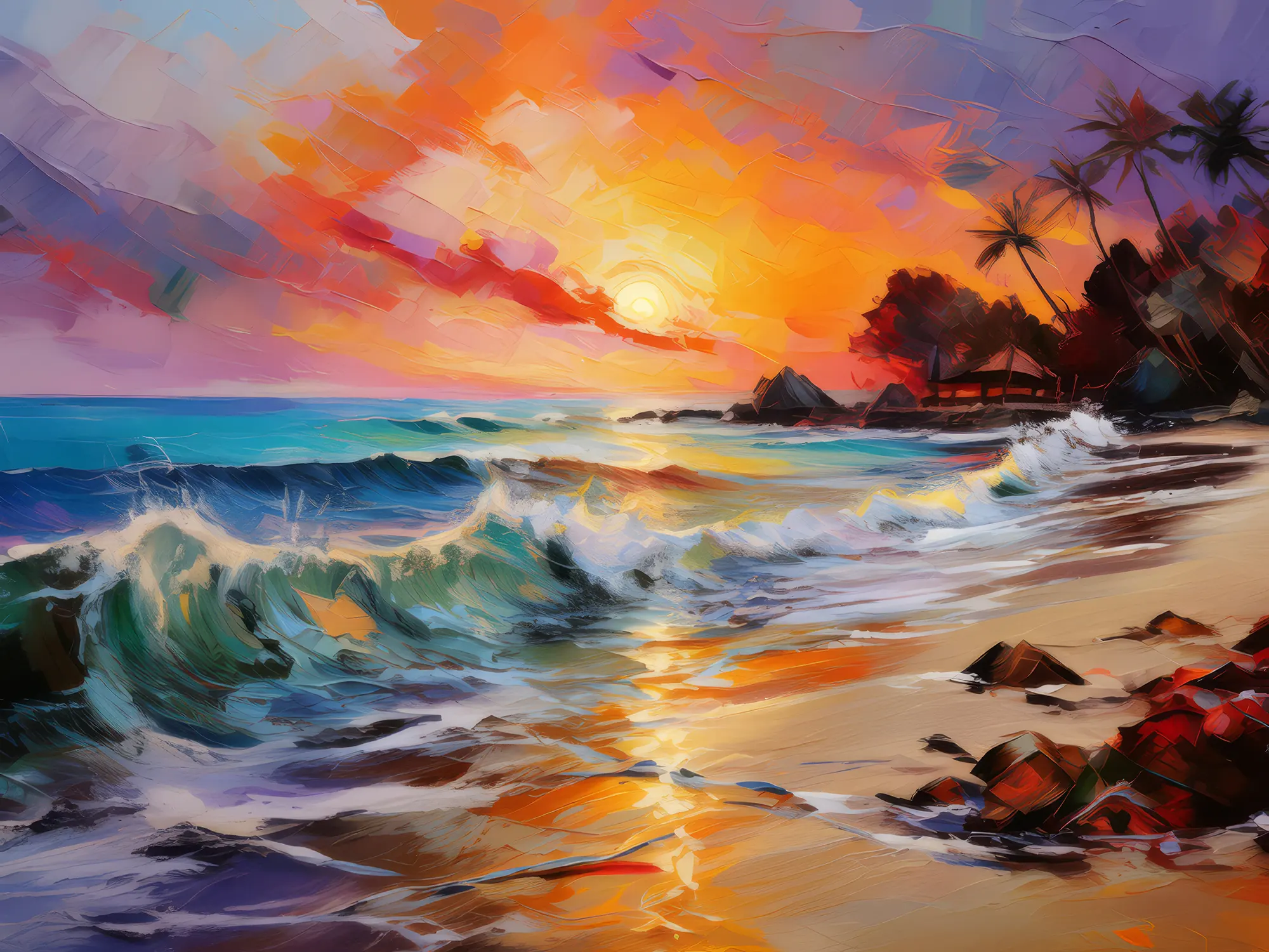 Painting: Oceanic Sunrise View