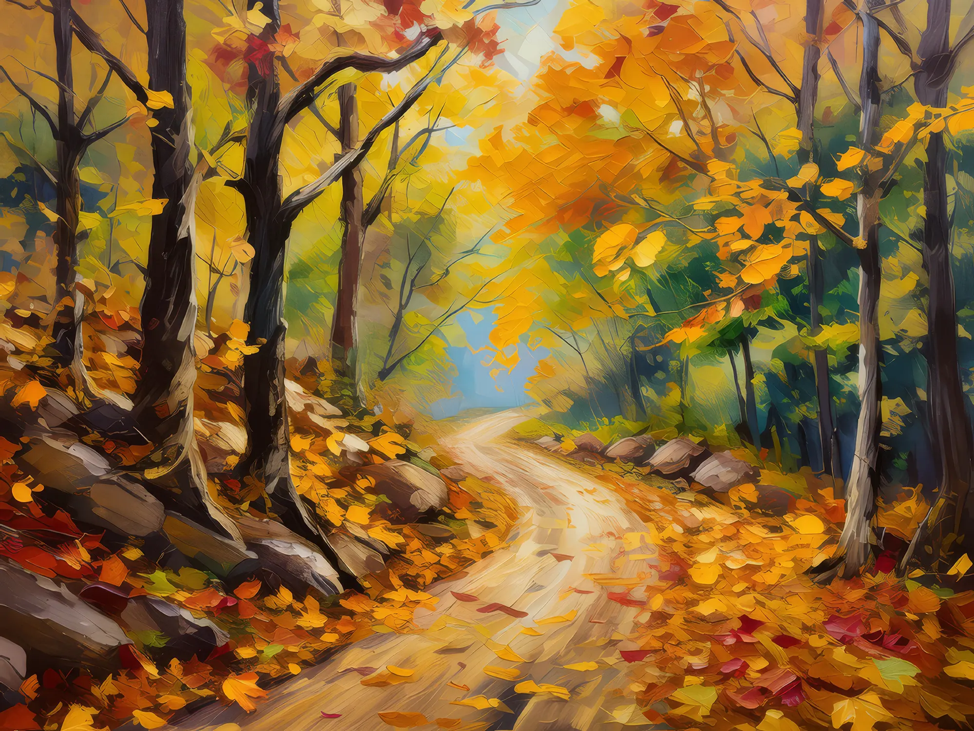 Painting: Old Forest Road in Autumn