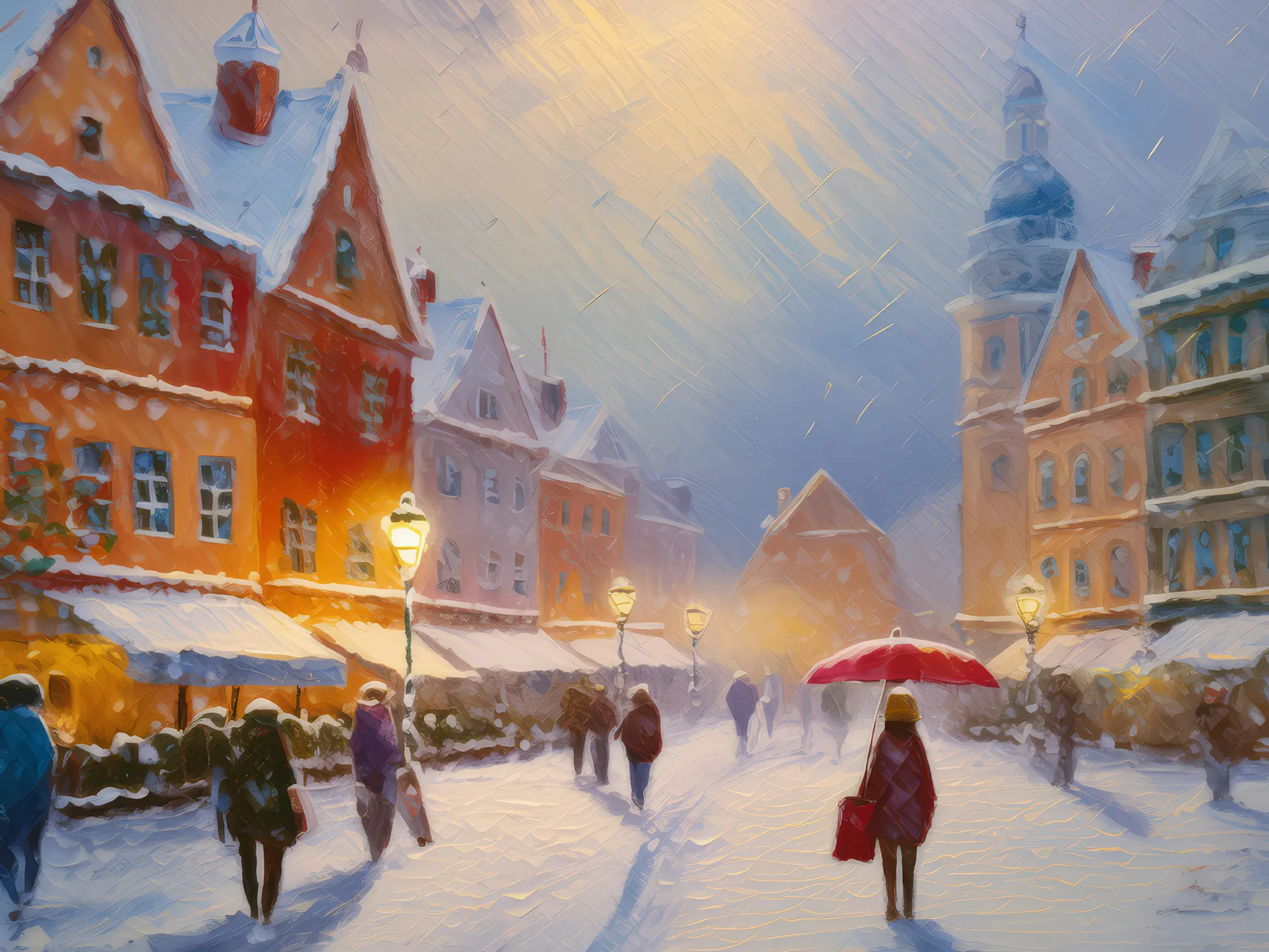 Painting: Old Town Snowfall