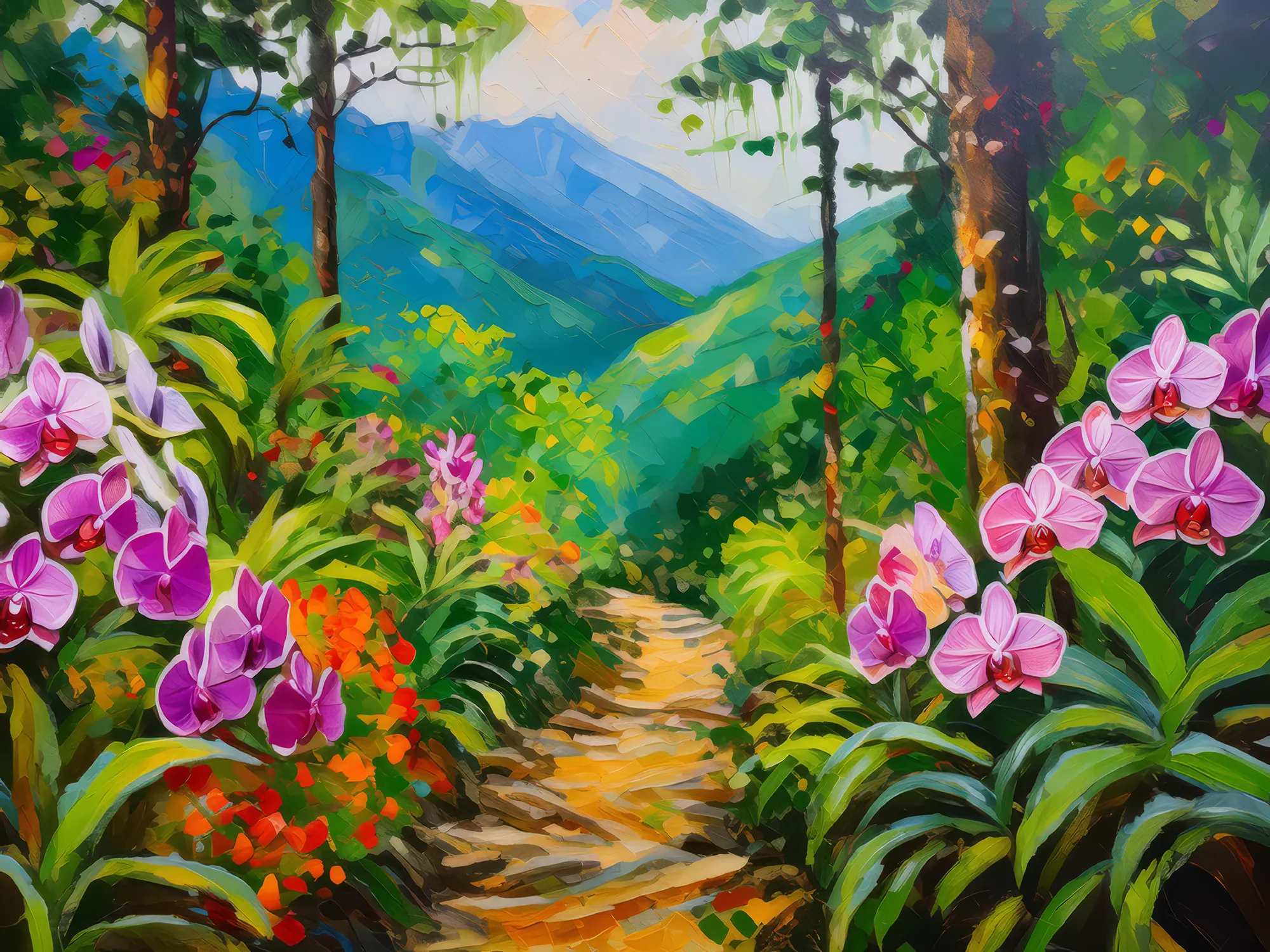 Painting: Orchid Paradise Mountain Trail