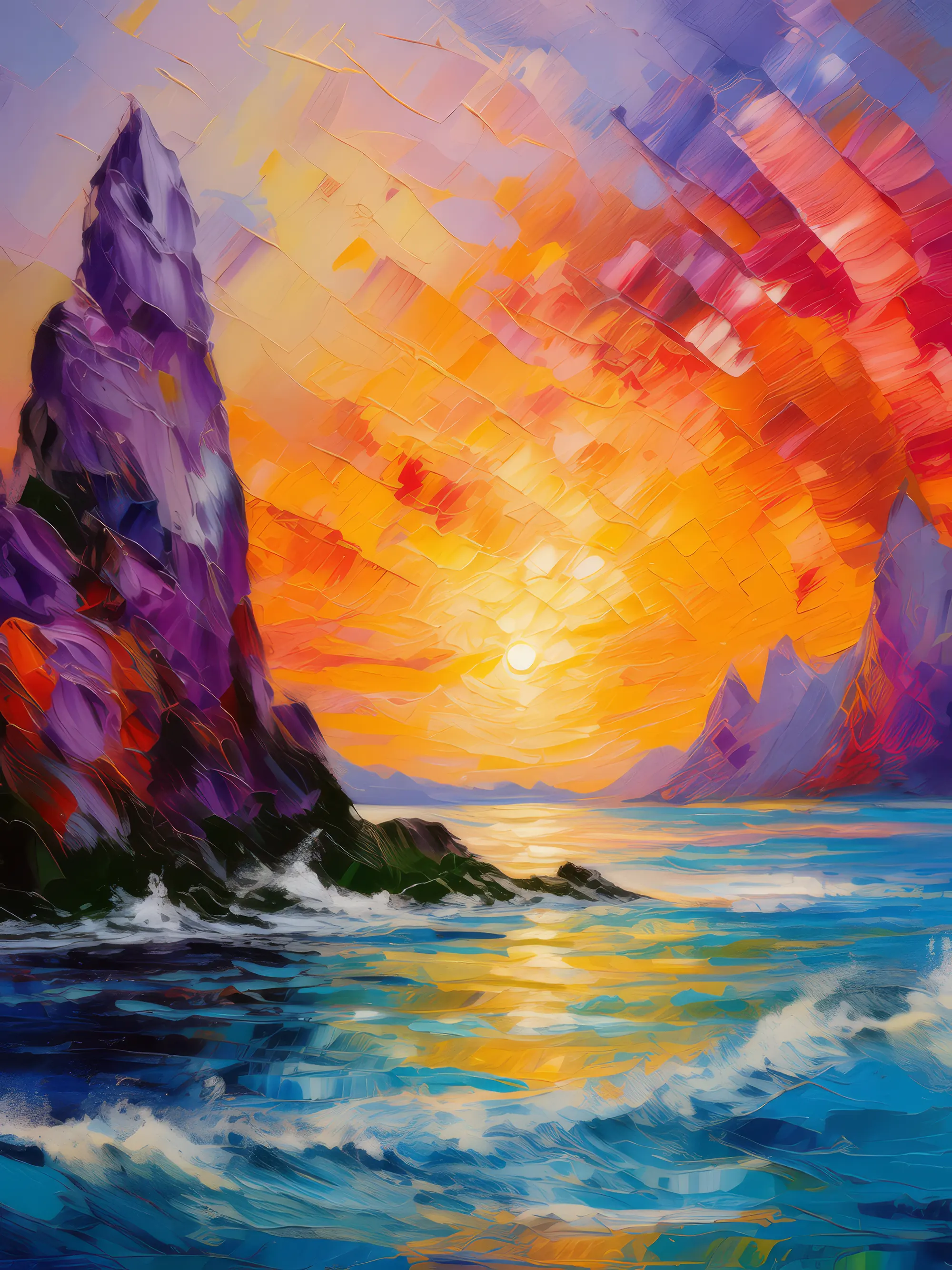 Painting: Painted Skies over Craggy Spires