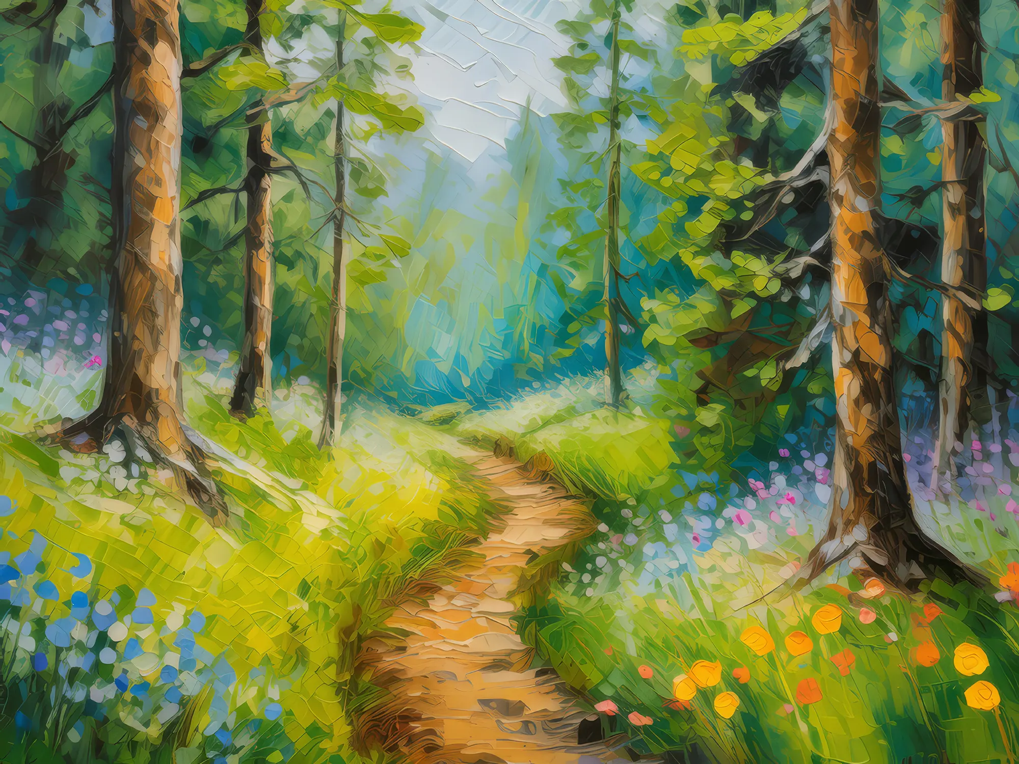Painting: Path Through Spring Forest